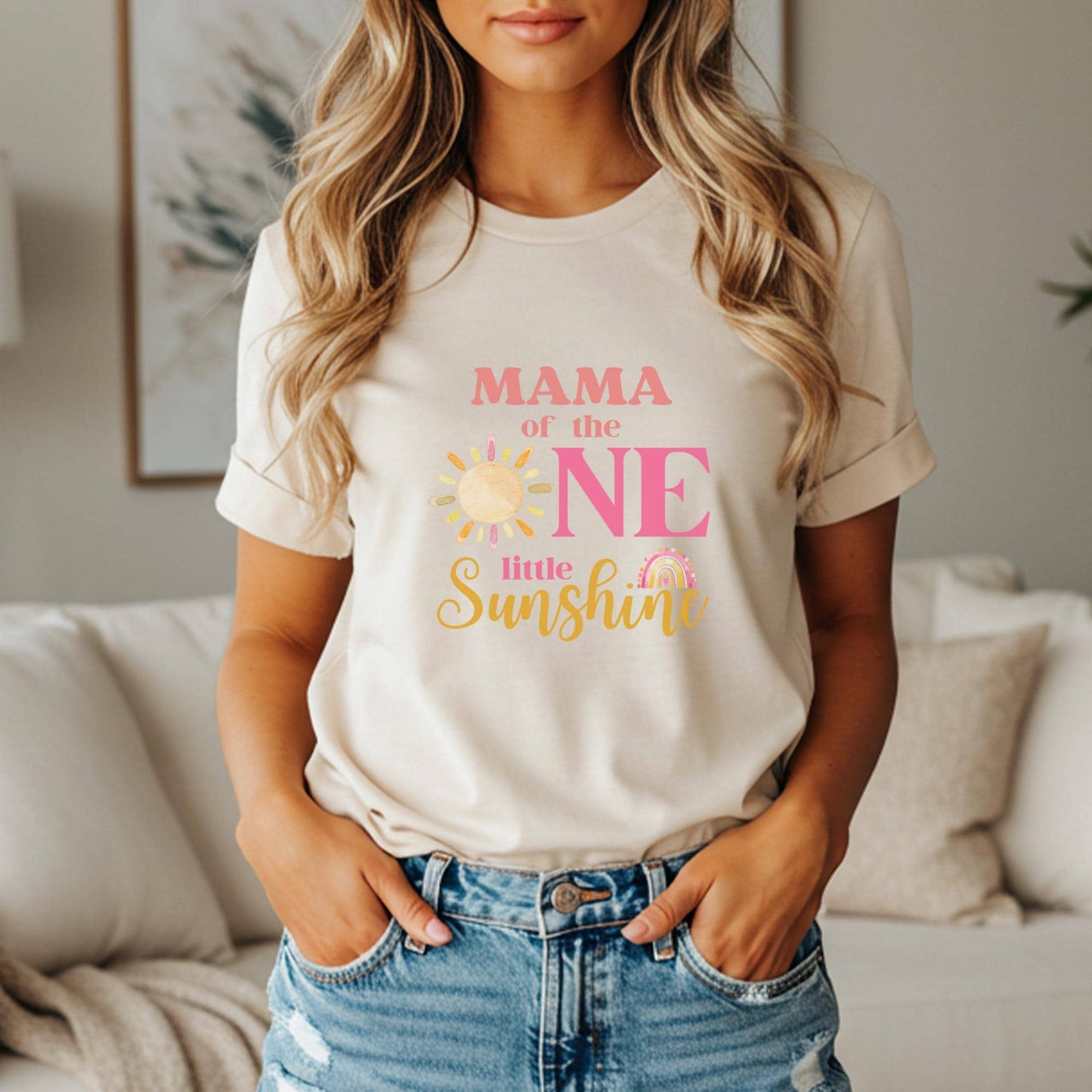One Little Sunshine Family Matching First Birthday Shirt | Girl's Sun And Rainbow 1st Birthday Outfit | First Trip Around the Sun Tee