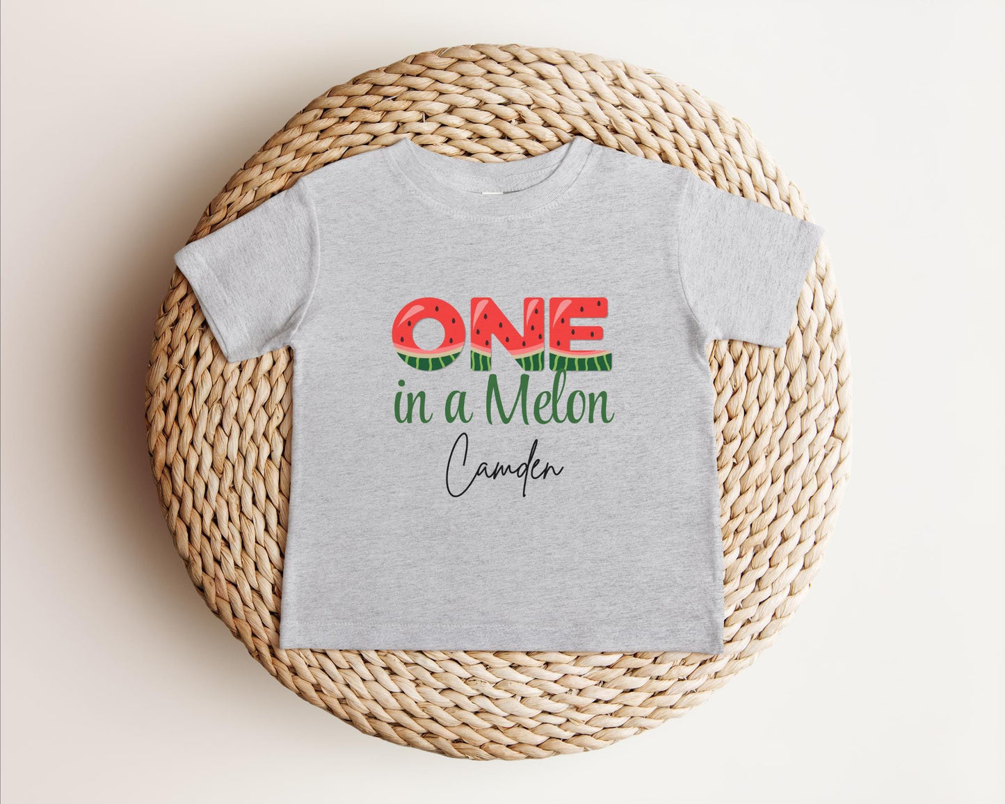 One in a Melon First Birthday Shirt: Watermelon Themed Girl's 1st Summer Birthday Party Outfit
