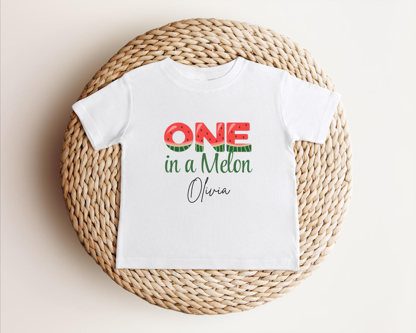 One in a Melon First Birthday Shirt: Watermelon Themed Girl's 1st Summer Birthday Party Outfit