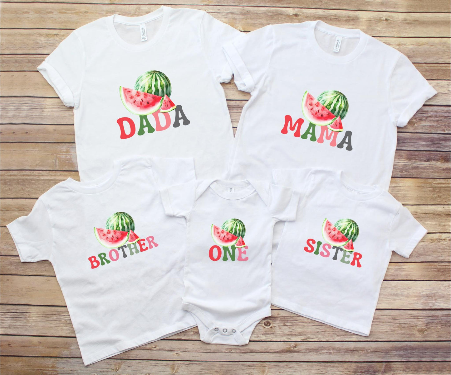 Personalized One in a Melon First Birthday Family Matching Shirts: Watermelon Themed Girl's 1st Summer Birthday Party Outfit