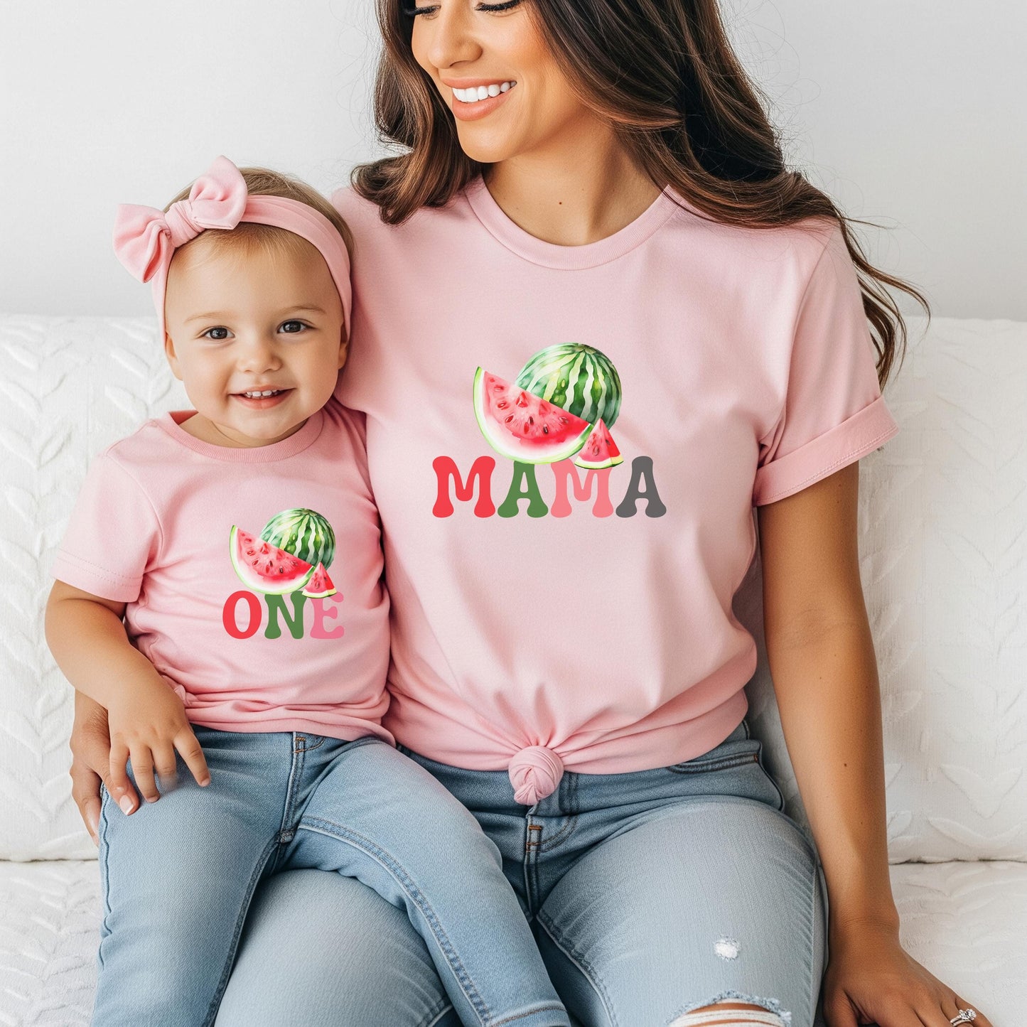 Personalized One in a Melon First Birthday Family Matching Shirts: Watermelon Themed Girl's 1st Summer Birthday Party Outfit