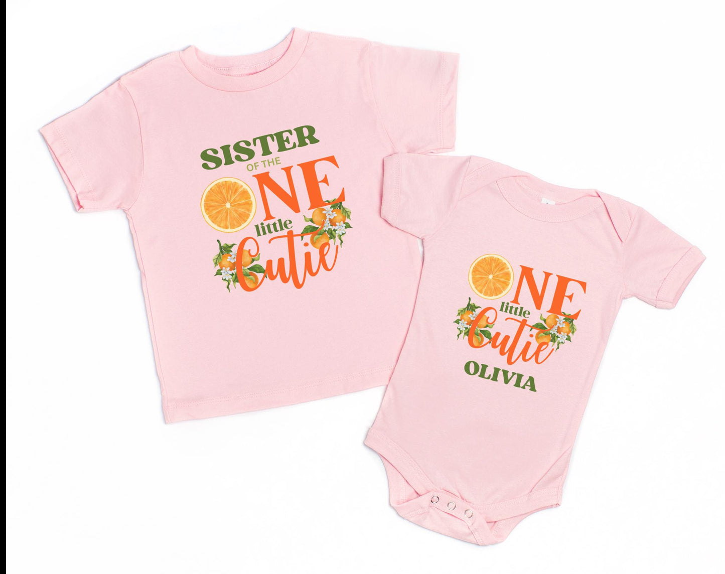 Personalized One Little Cutie Orange Clementine First Birthday Family Matching Shirts: Citrus 1st Birthday Party Outfit
