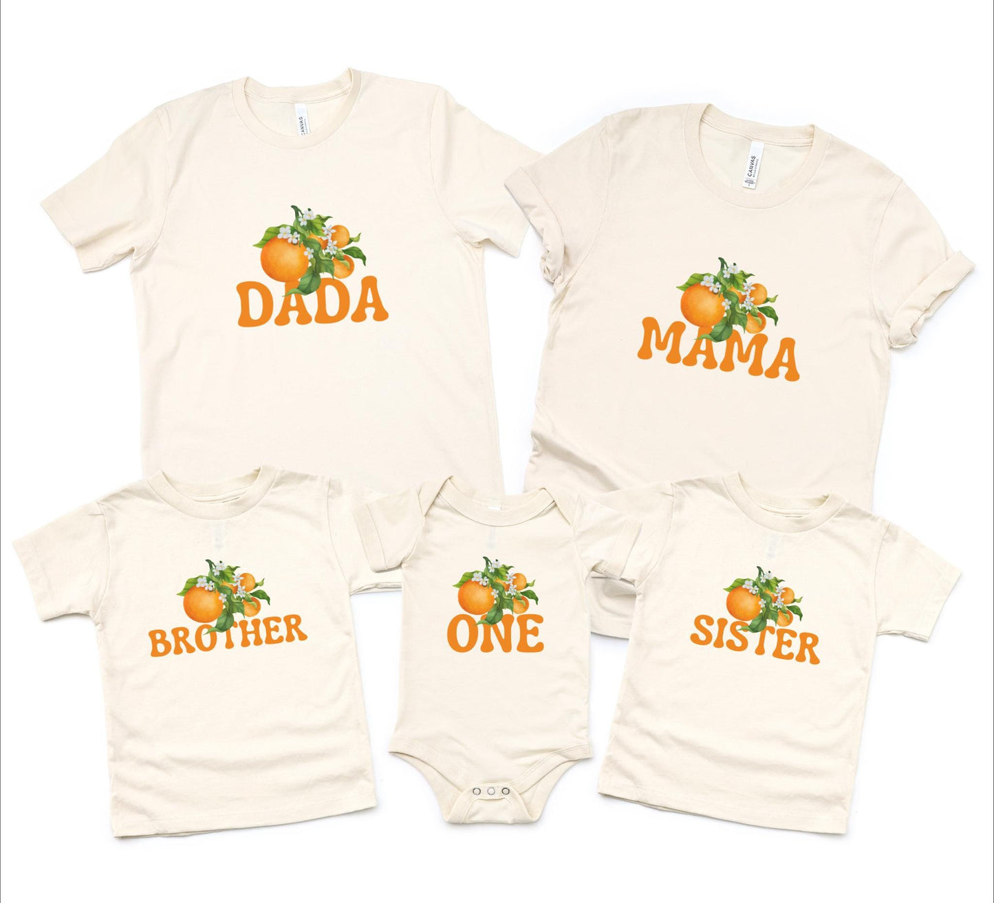 Personalized Orange Clementine Themed First Birthday Family Matching Shirts: Citrus 1st Birthday Party Outfit