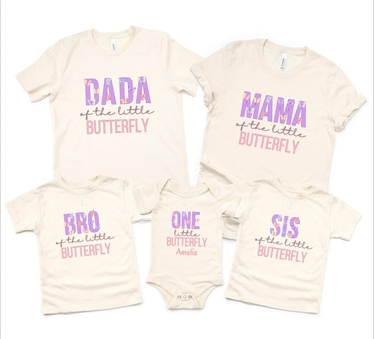 Butterfly Theme Matching Family First Birthday Shirts: Insect Theme 1st Birthday Party Outfit