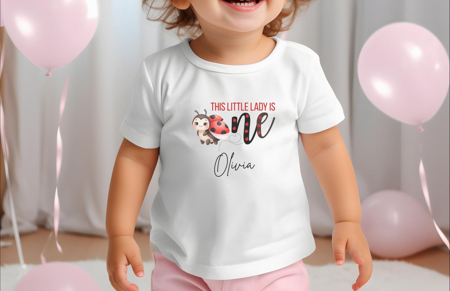 Personalized Ladybug First Birthday Shirt: Bug Theme 1st Birthday Party Outfit