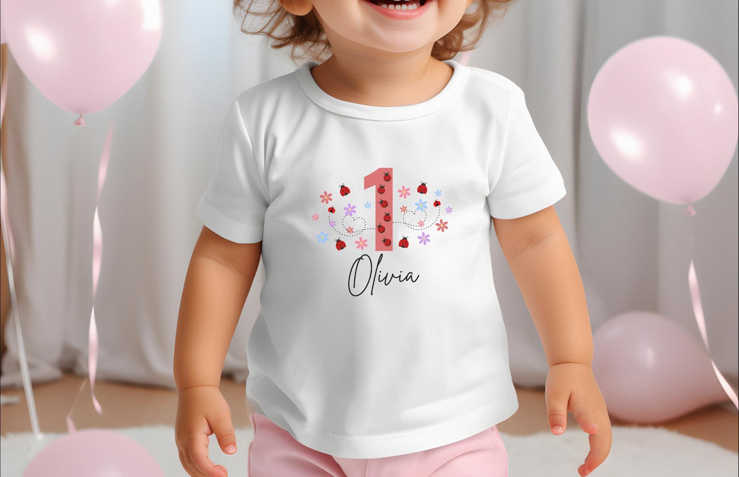 Personalized Ladybug First Birthday Shirt: Bug Theme 1st Birthday Party Outfit