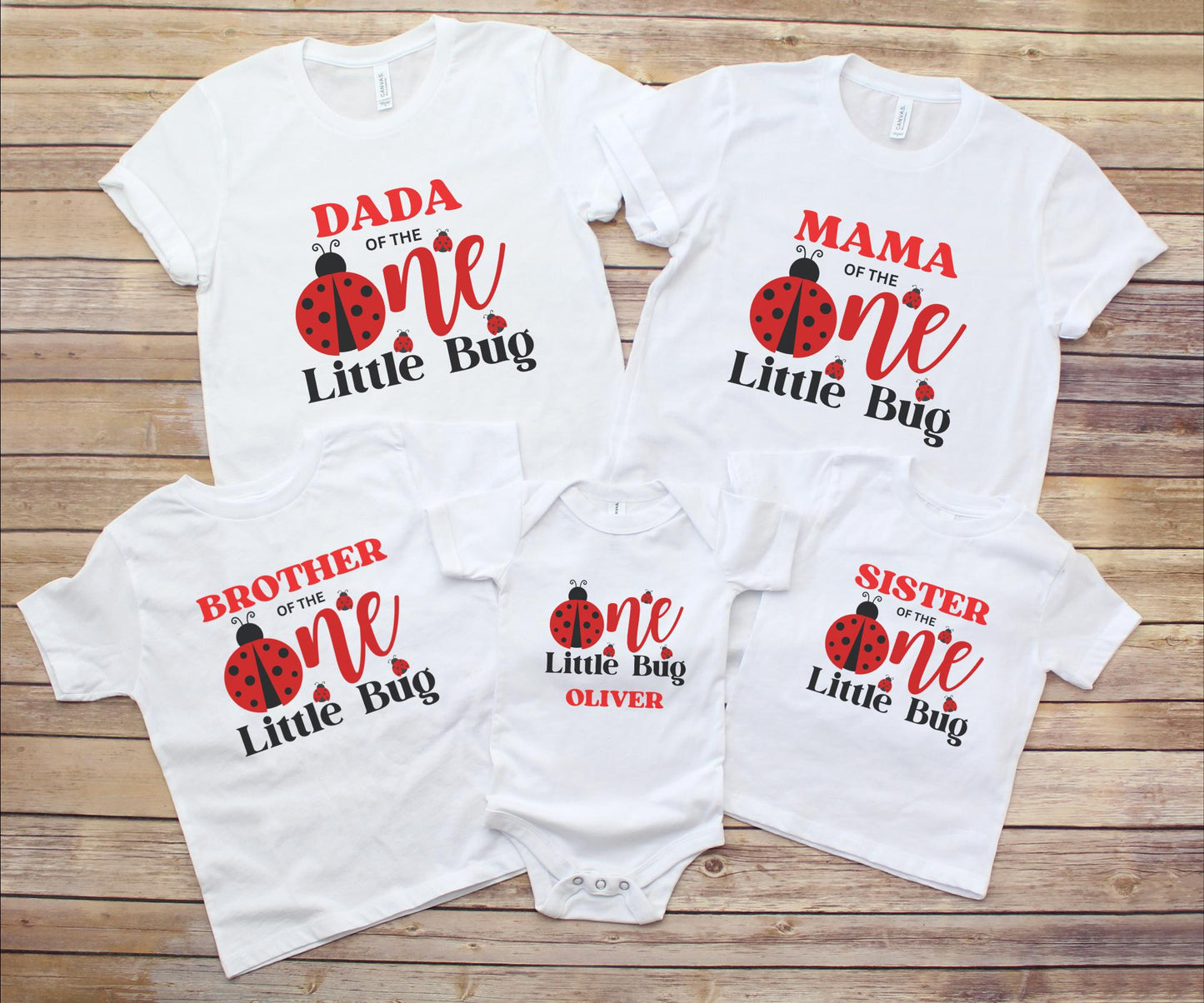 Personalized Ladybug First Birthday Family Matching Shirt: Bug Theme 1st Birthday Party Outfit