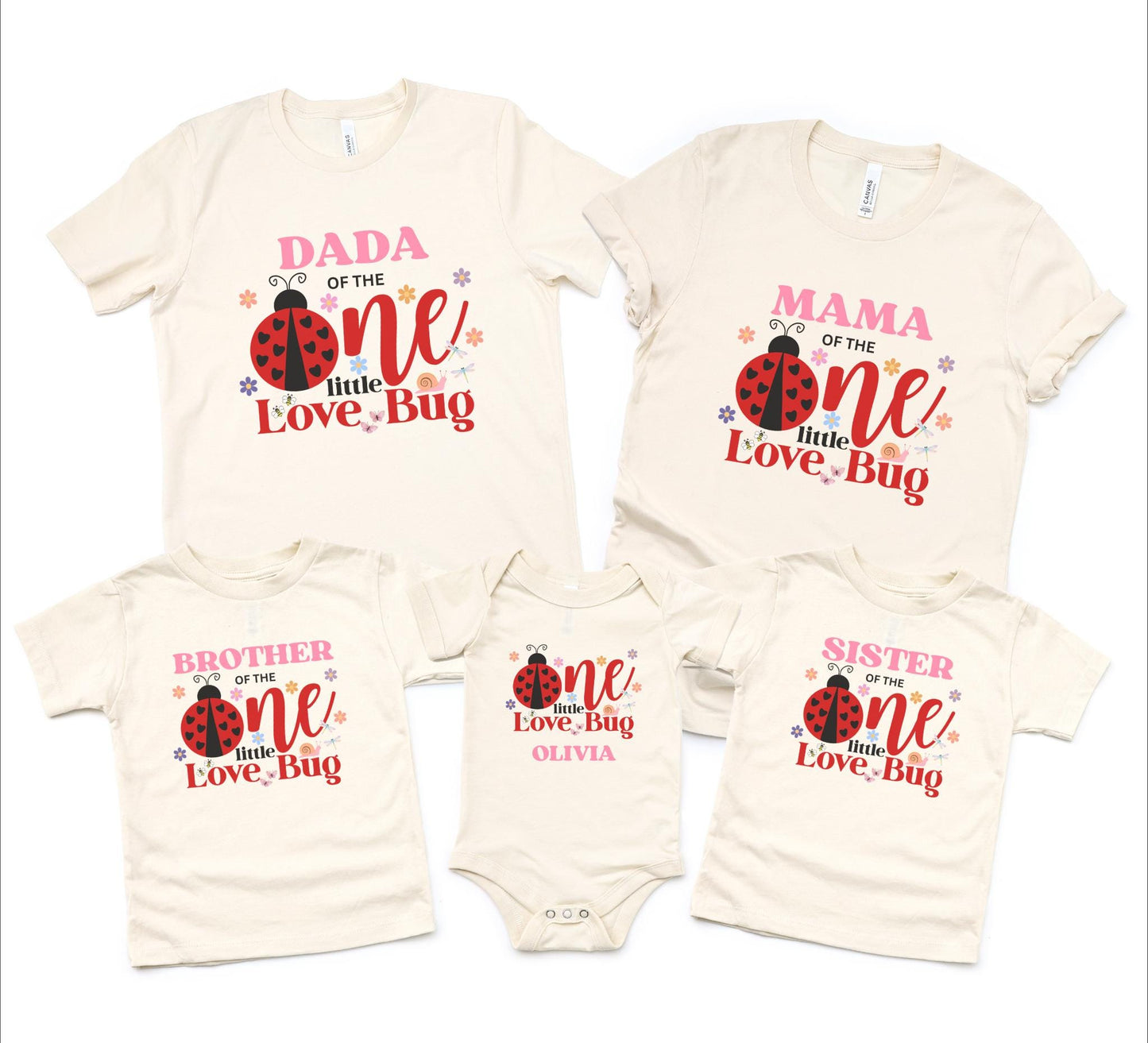 Personalized Ladybug First Birthday Family Matching Shirt: Bug Theme 1st Birthday Party Outfit