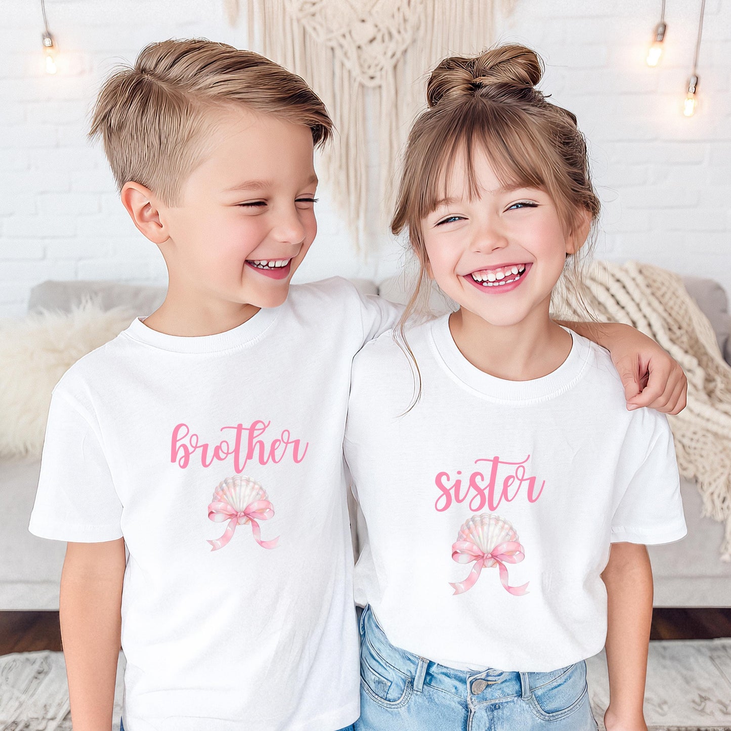 Seashell Coquette Bow First Birthday Family Matching Shirts: Girl's Summer 1st Birthday Coastal Beach Themed Party Outfit