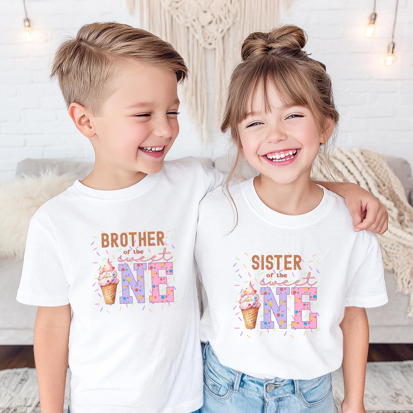 Sweet One Ice Cream Themed First Birthday Family Matching Shirts: Mom Dad Bro Sis Summer Outfit
