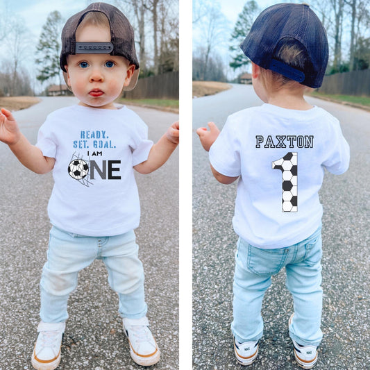 Personalized First Birthday Soccer Shirt | Soccer 1st Birthday Party Outfit | Baby Birthday T-Shirt | Sports Themed Tee Gift