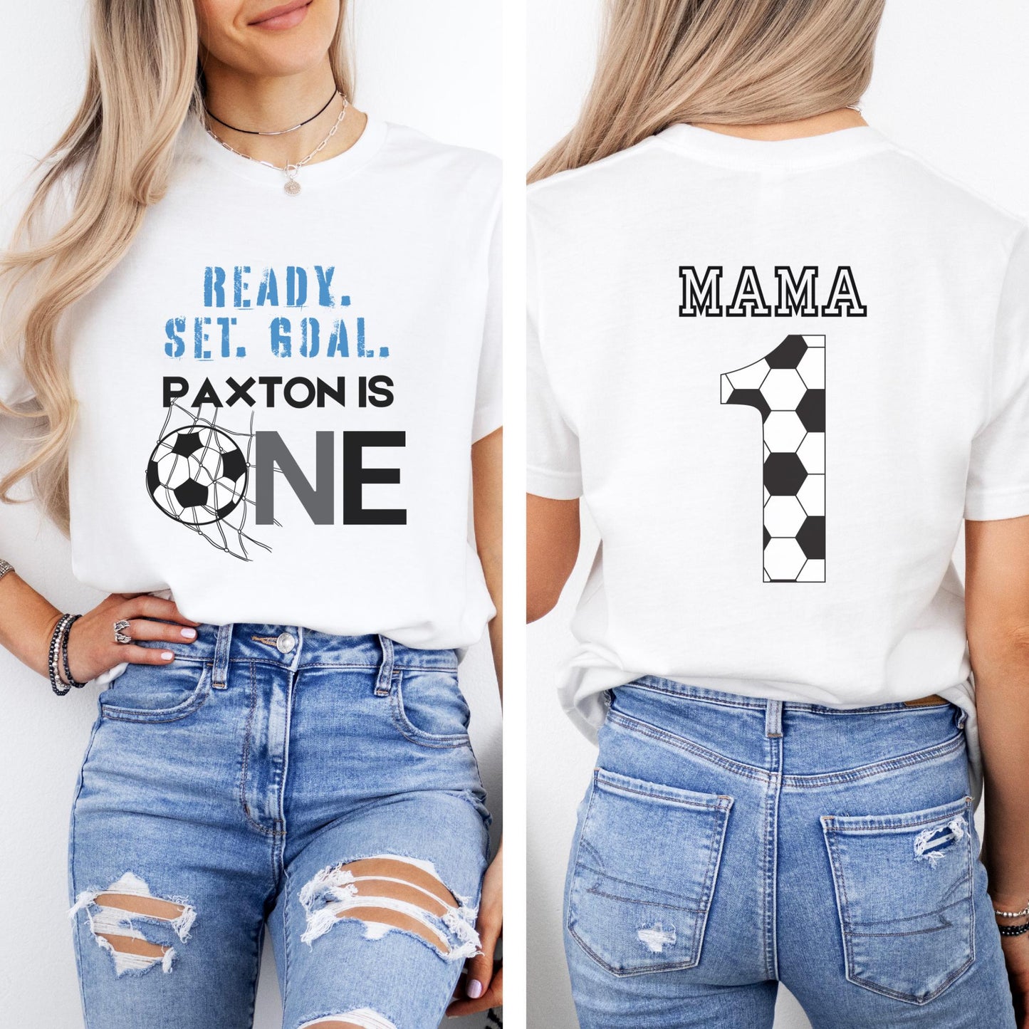 Personalized First Birthday Soccer Shirt | Soccer 1st Birthday Party Family Matching Outfit | Baby Birthday T-Shirt | Sports Themed Tee Gift