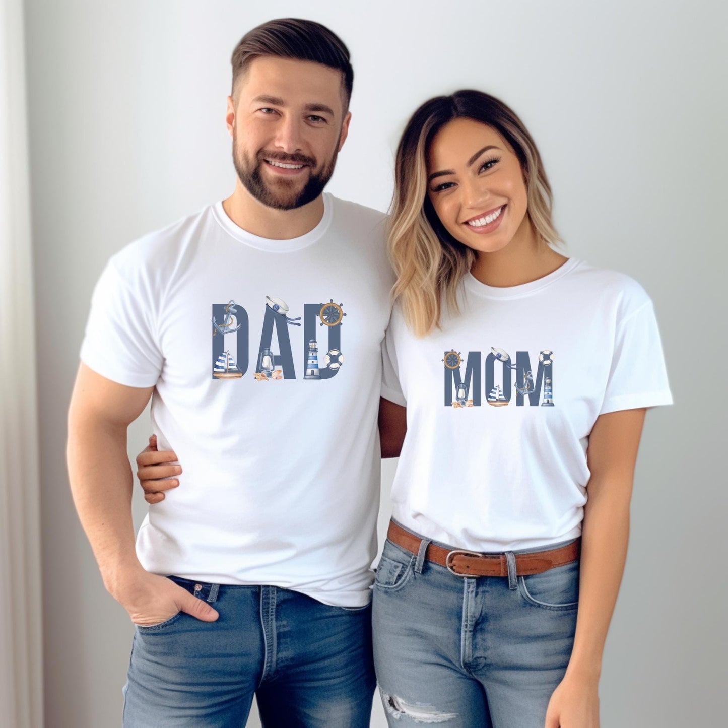 Nautical Sailing First Birthday Family Matching Shirts: Sailing Into One 1st Birthday Party Outfits