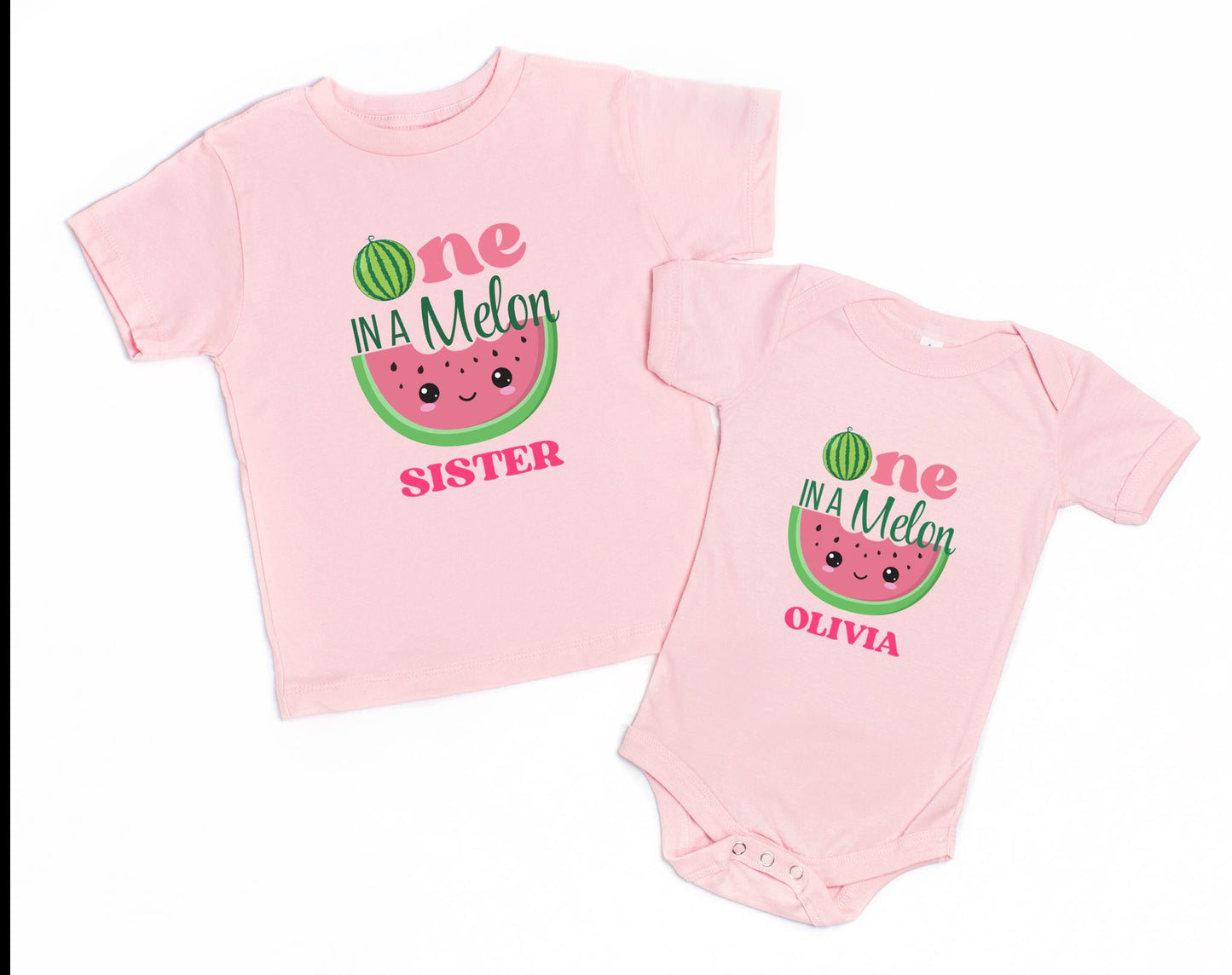 Personalized One in a Melon First Birthday Family Matching Shirts: Watermelon Themed Girl's 1st Summer Birthday Party Outfit
