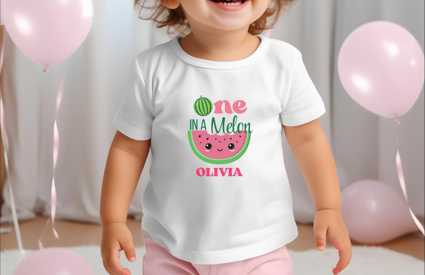 Personalized One in a Melon First Birthday Family Matching Shirts: Watermelon Themed Girl's 1st Summer Birthday Party Outfit
