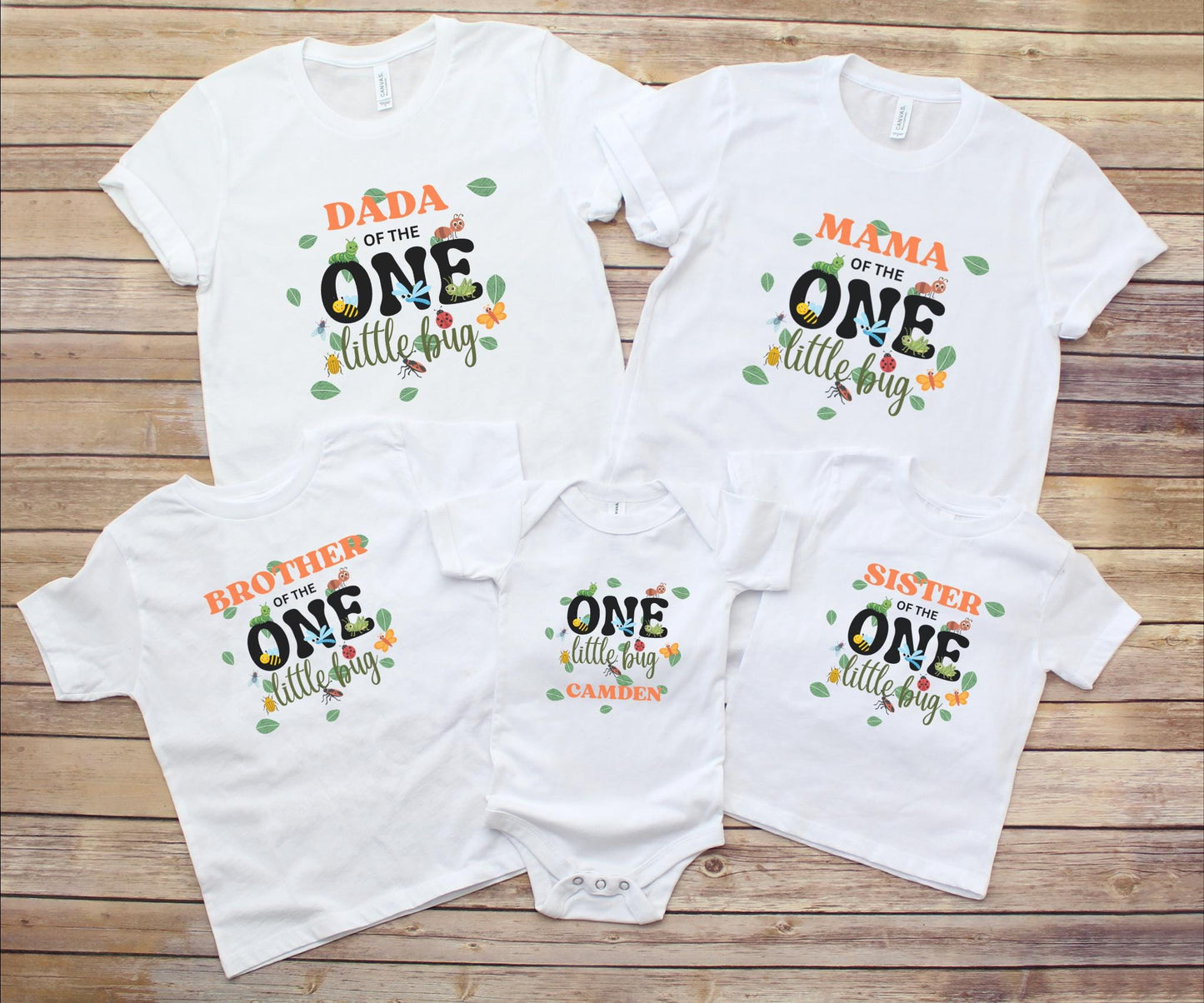 Personalized Insects Theme First Birthday Family Matching Shirts: One Little Bug 1st Birthday Party Outfit