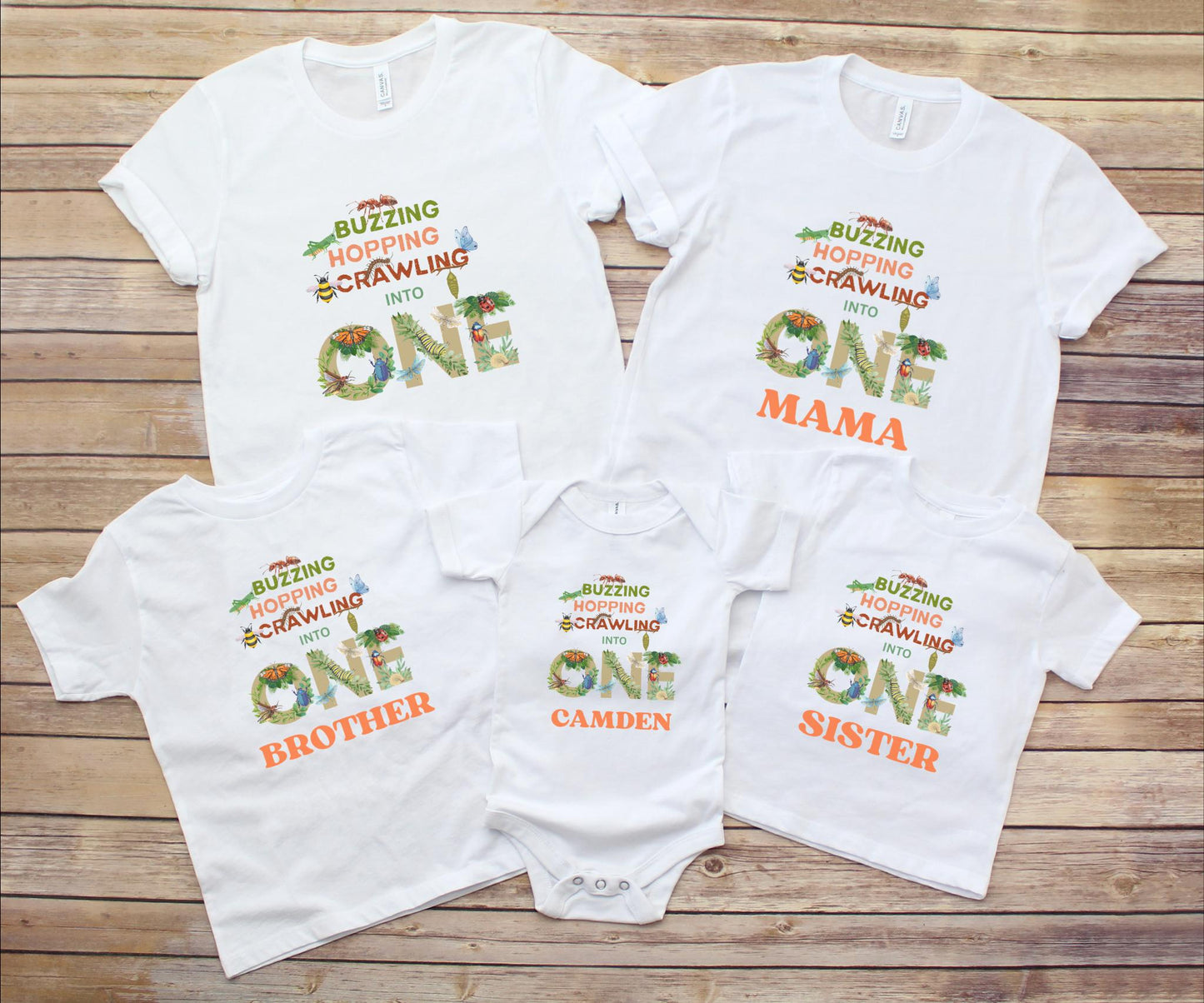 Personalized Insects Theme First Birthday Family Matching Shirts: One Little Bug 1st Birthday Party Outfit