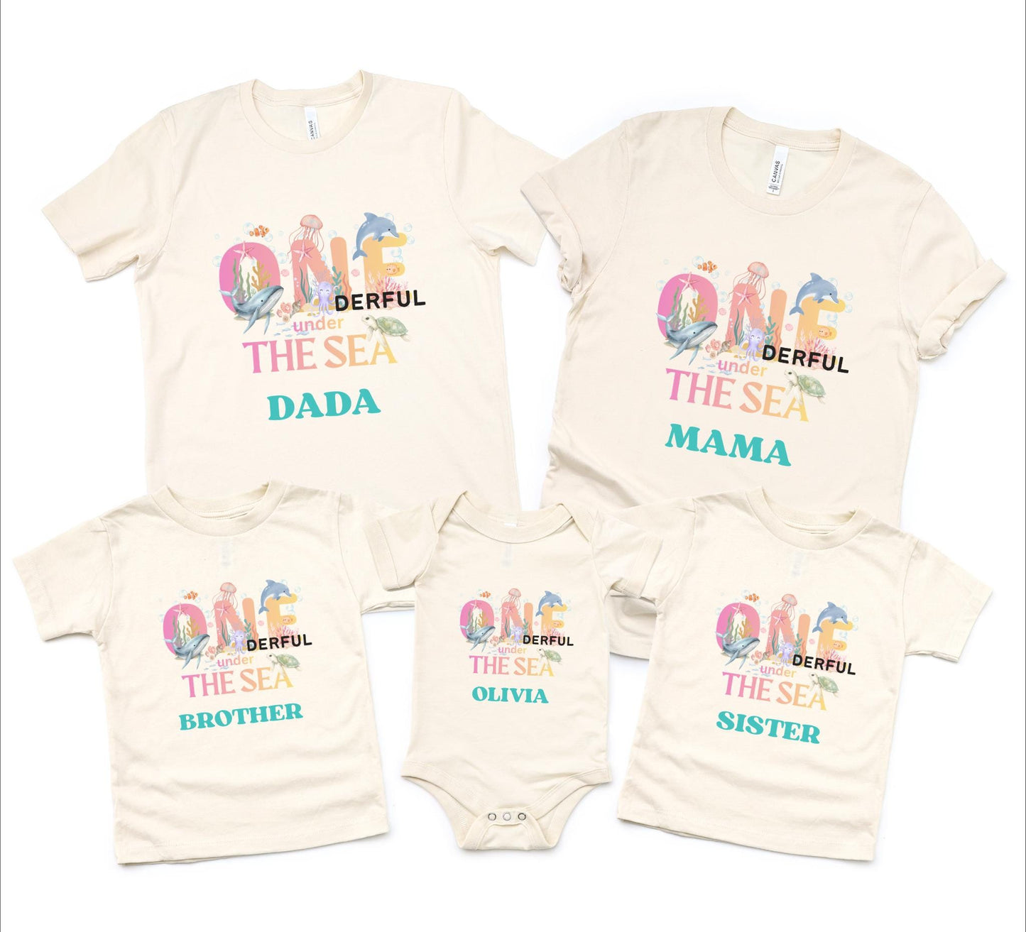 Oneder the Sea Birthday Family Matching Shirts: Girl's Summer 1st Under The Sea Birthday Tee