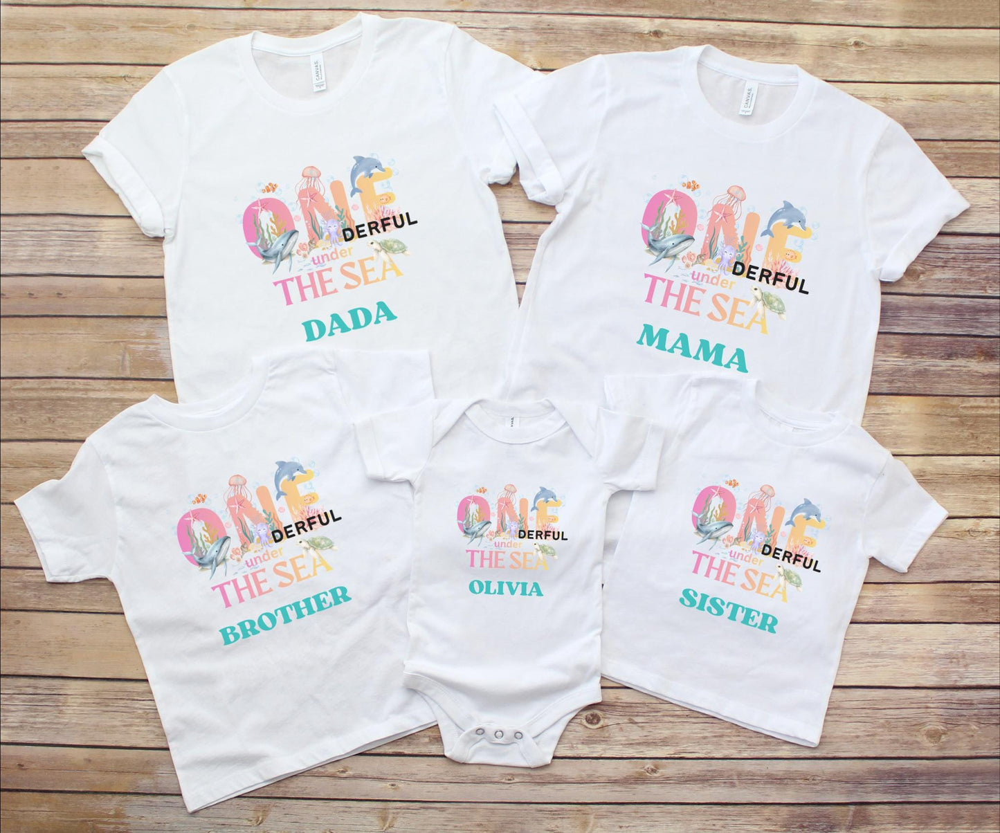 Oneder the Sea Birthday Family Matching Shirts: Girl's Summer 1st Under The Sea Birthday Tee