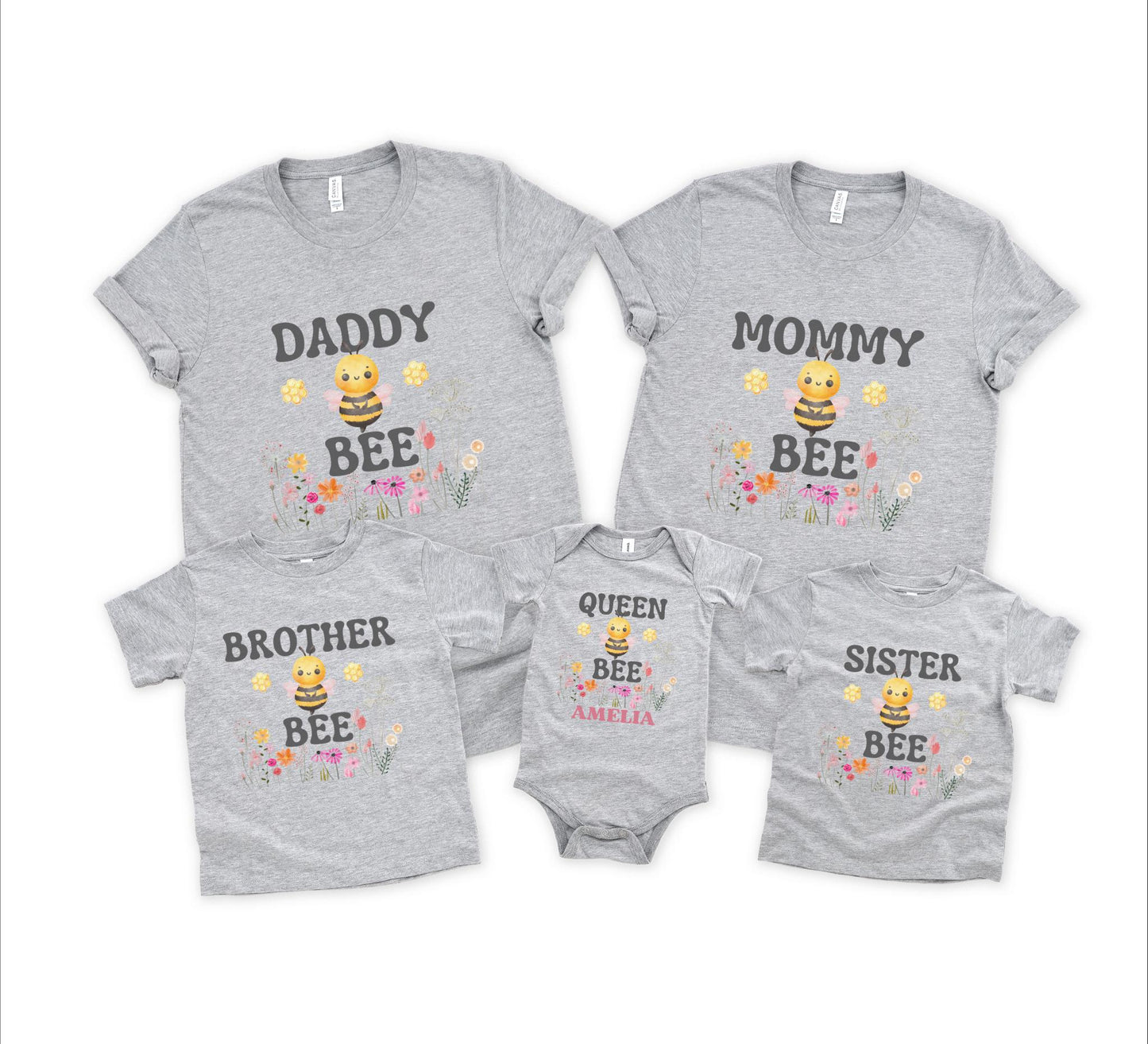 Bee Family Matching First Birthday Shirts: Queen Honey, Bumble Bee Themed  1st Bee-Day Party Outfit