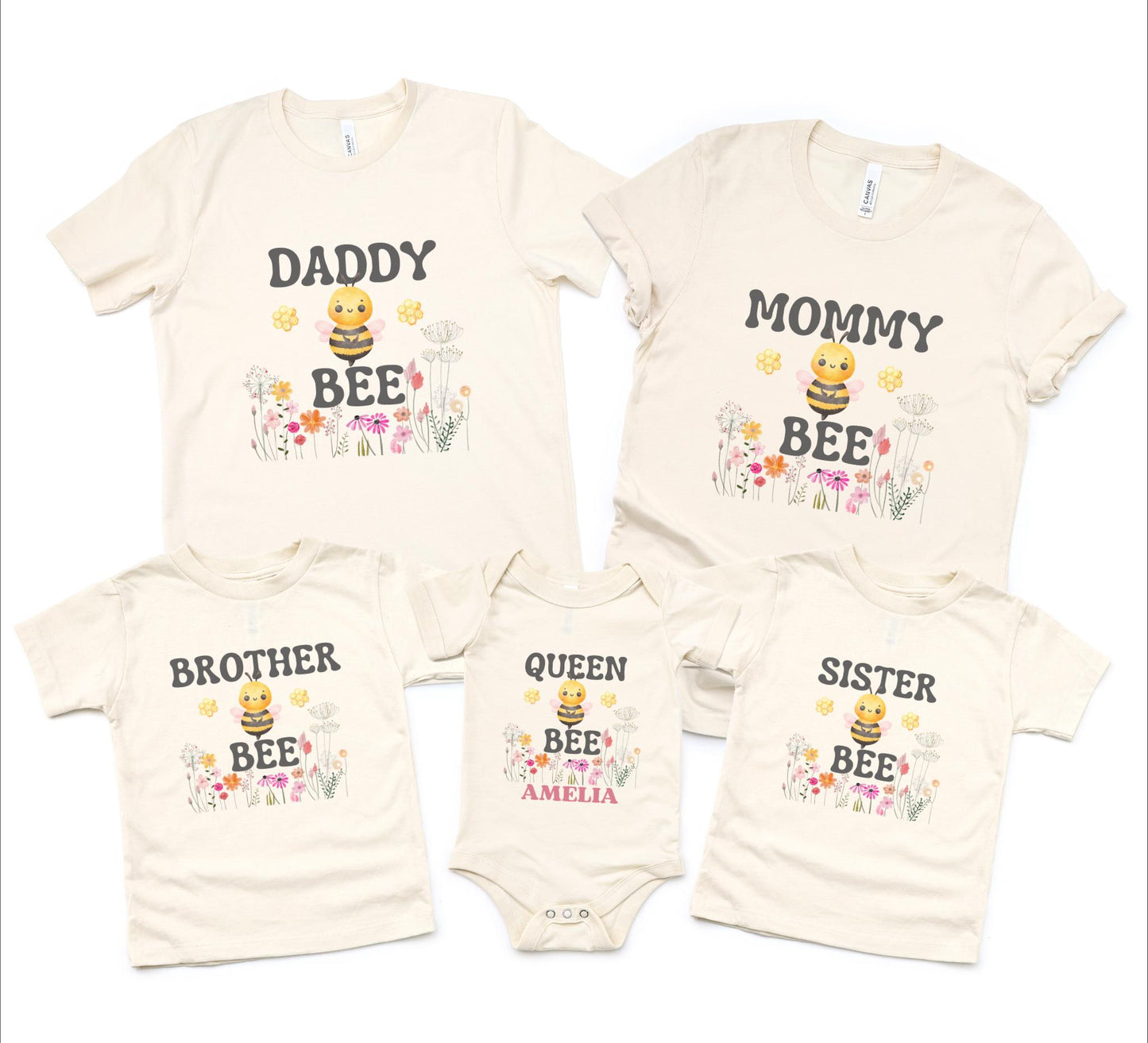 Bee Family Matching First Birthday Shirts: Queen Honey, Bumble Bee Themed  1st Bee-Day Party Outfit