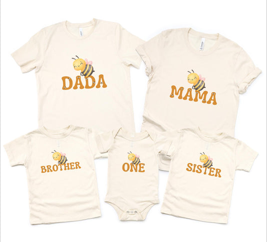 Bee Family Matching First Birthday Shirts: Bumble Bee Themed  1st Bee-Day Party Outfit