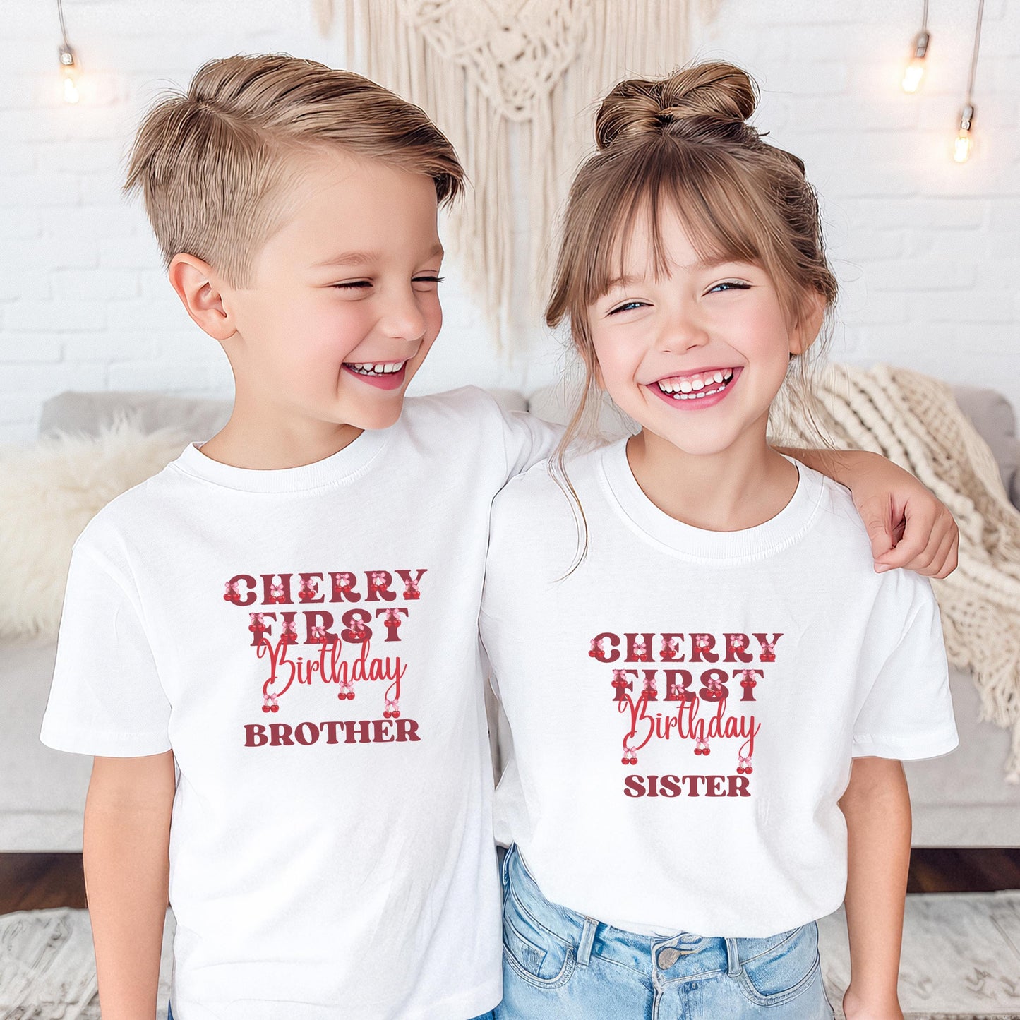 Personalized Cherry First Birthday Matching Family Shirts: Cherry On Top 1st Birthday Party Outfit