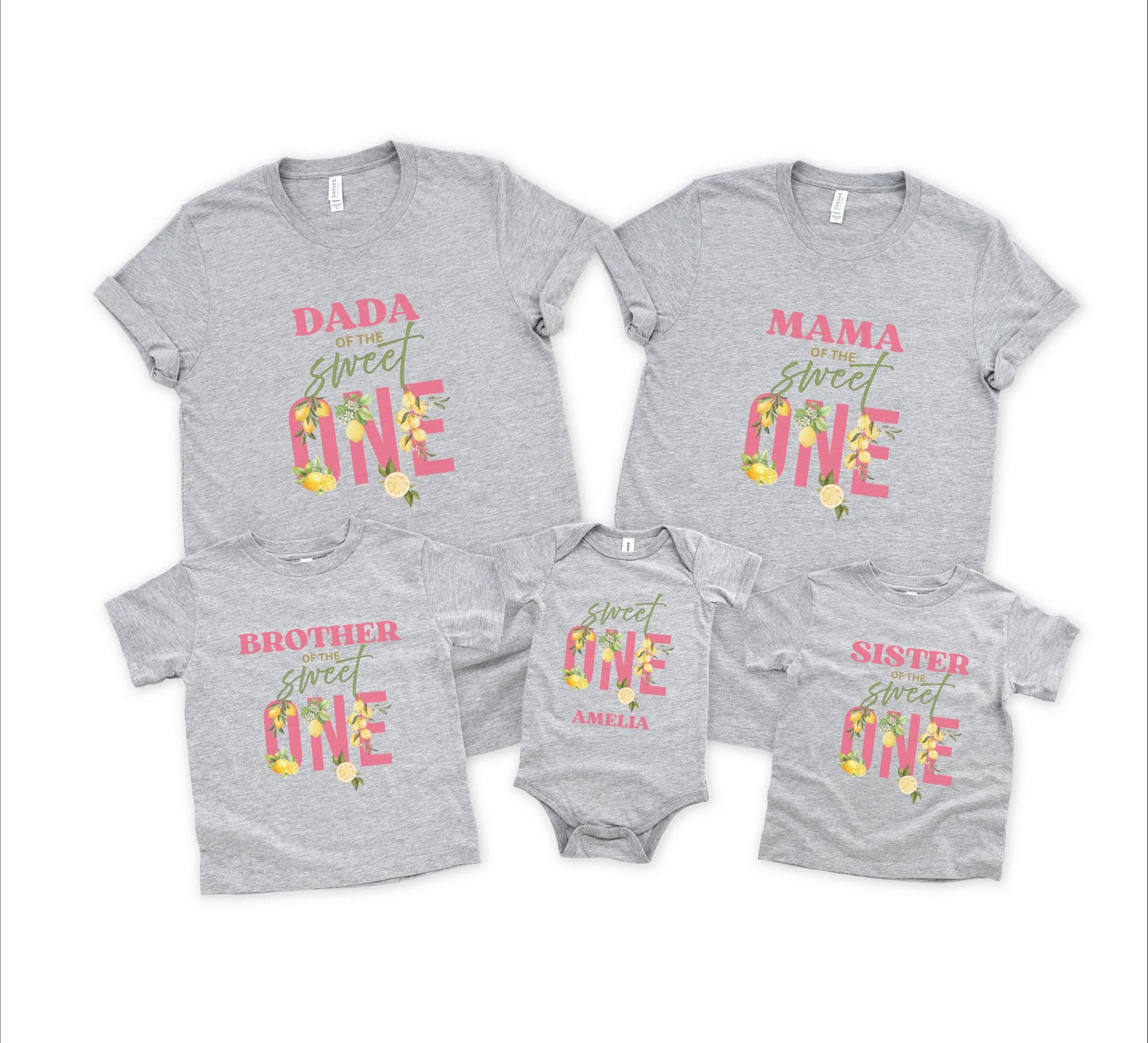 Personalized Lemon First Birthday Matching Family Shirts: Sweet One 1st Birthday Citrus Themed Party Outfit