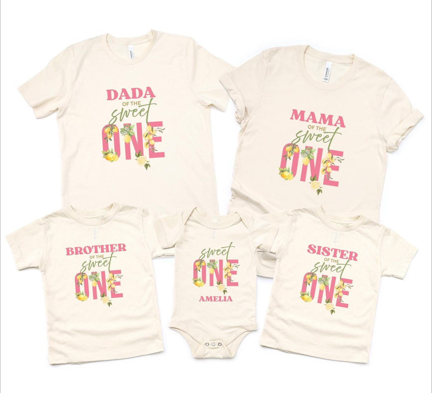 Personalized Lemon First Birthday Matching Family Shirts: Sweet One 1st Birthday Citrus Themed Party Outfit