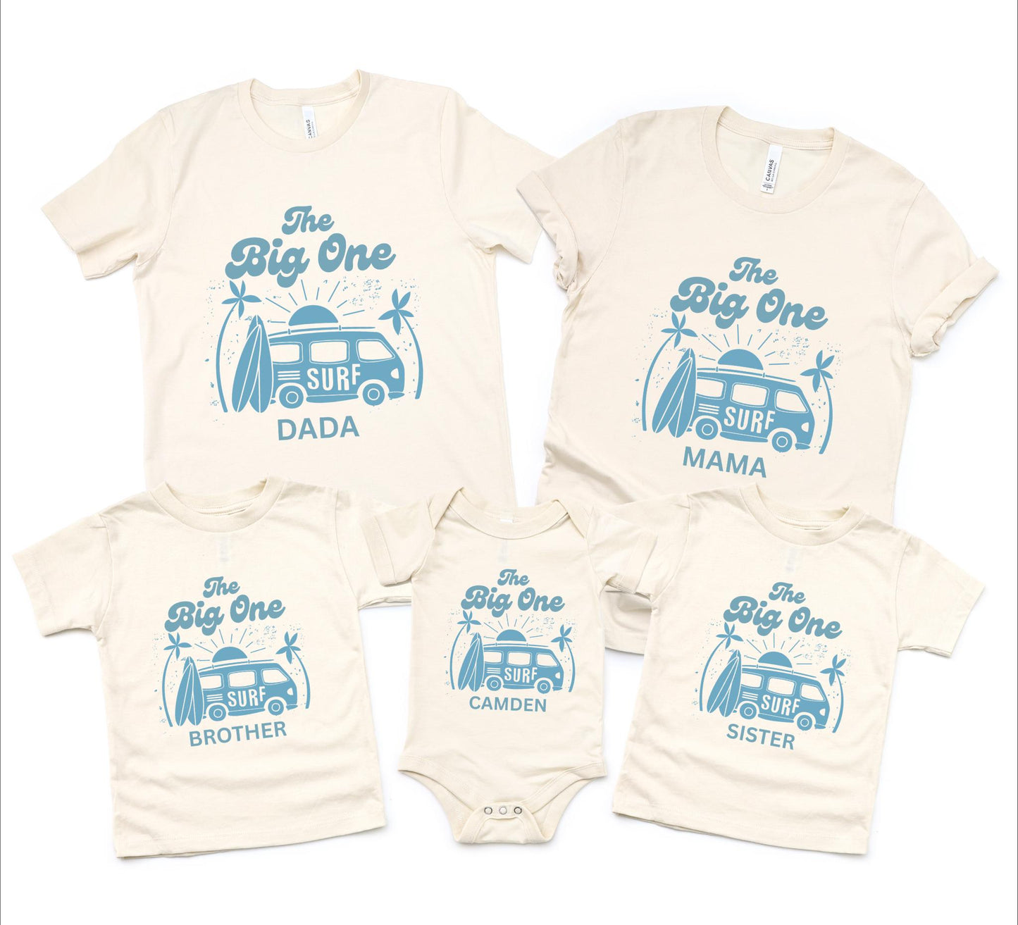Personalized The Big One First Family Matching Birthday Shirts: Surf 1st Birthday Beach Party Outfit