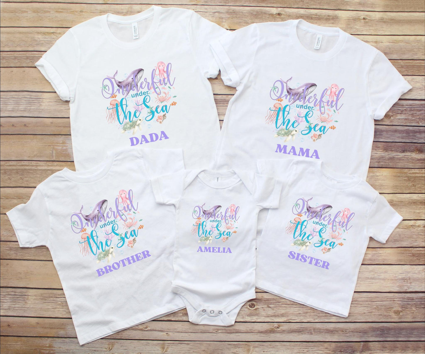 Oneder the Sea Birthday Family Matching Shirts: Girl's Summer 1st Under The Sea Birthday Tee
