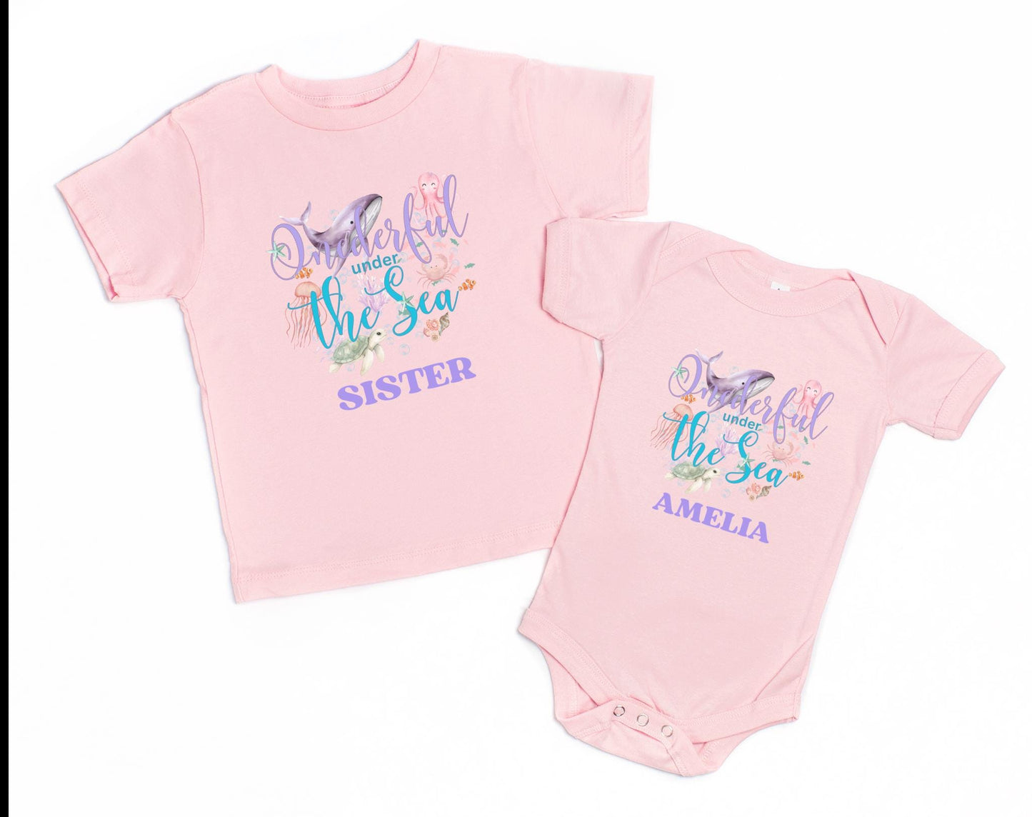 Oneder the Sea Birthday Family Matching Shirts: Girl's Summer 1st Under The Sea Birthday Tee