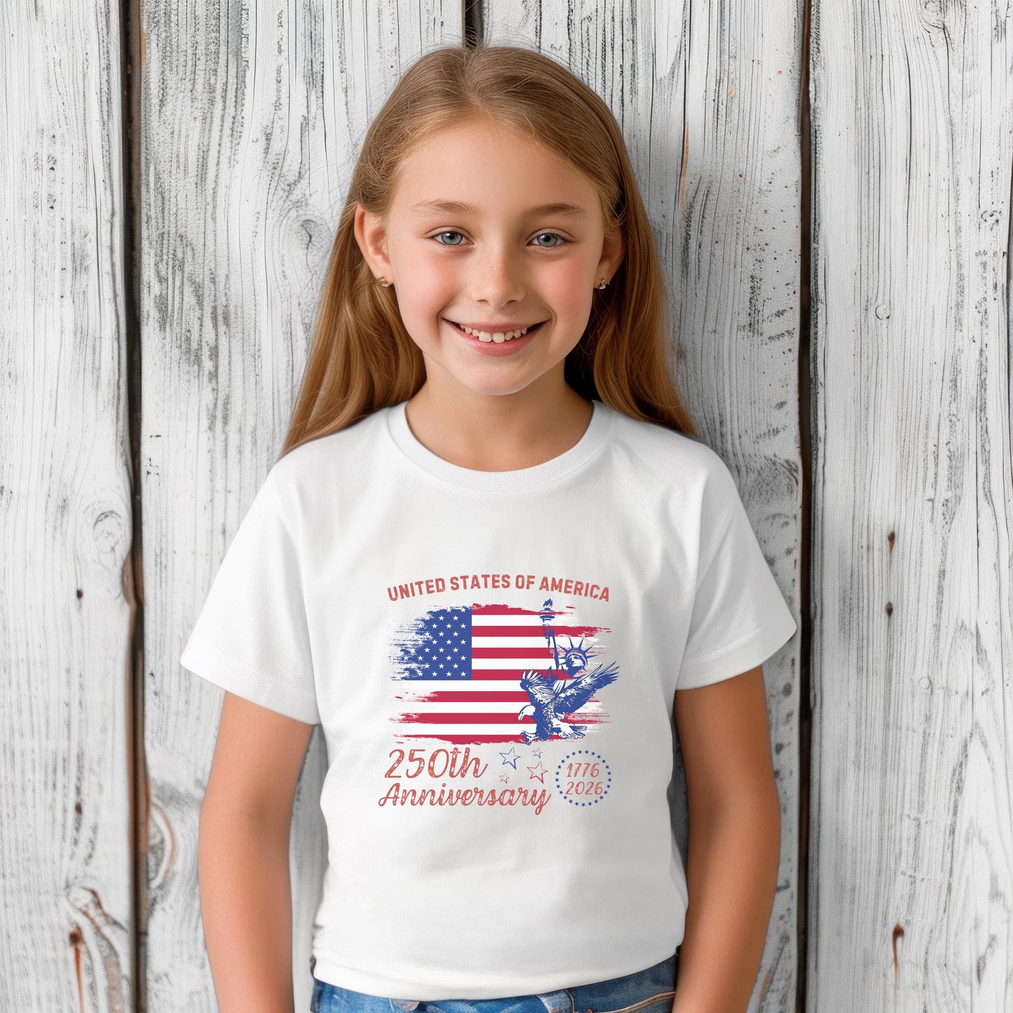America 250th Anniversary Shirt: Patriotic American Flag July 4th Memorial Day Family Tee