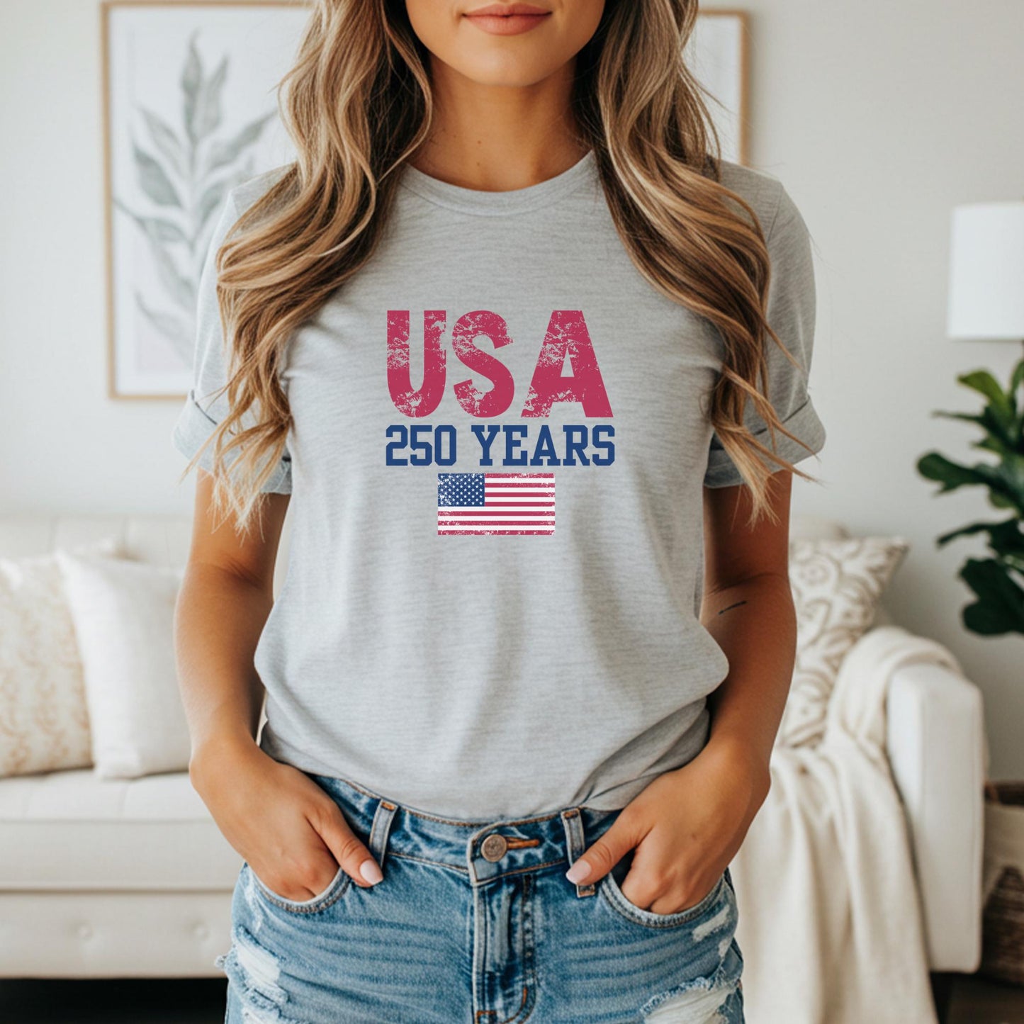 America 250th Anniversary Shirt: Patriotic American Flag July 4th Memorial Day Family Tee