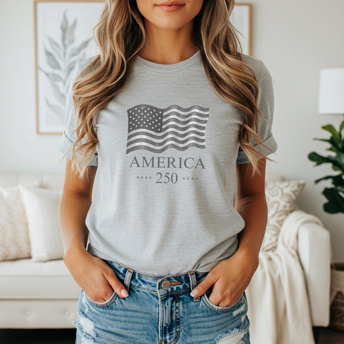 America 250th Anniversary Shirt: Patriotic American Flag July 4th Memorial Day Family Tee