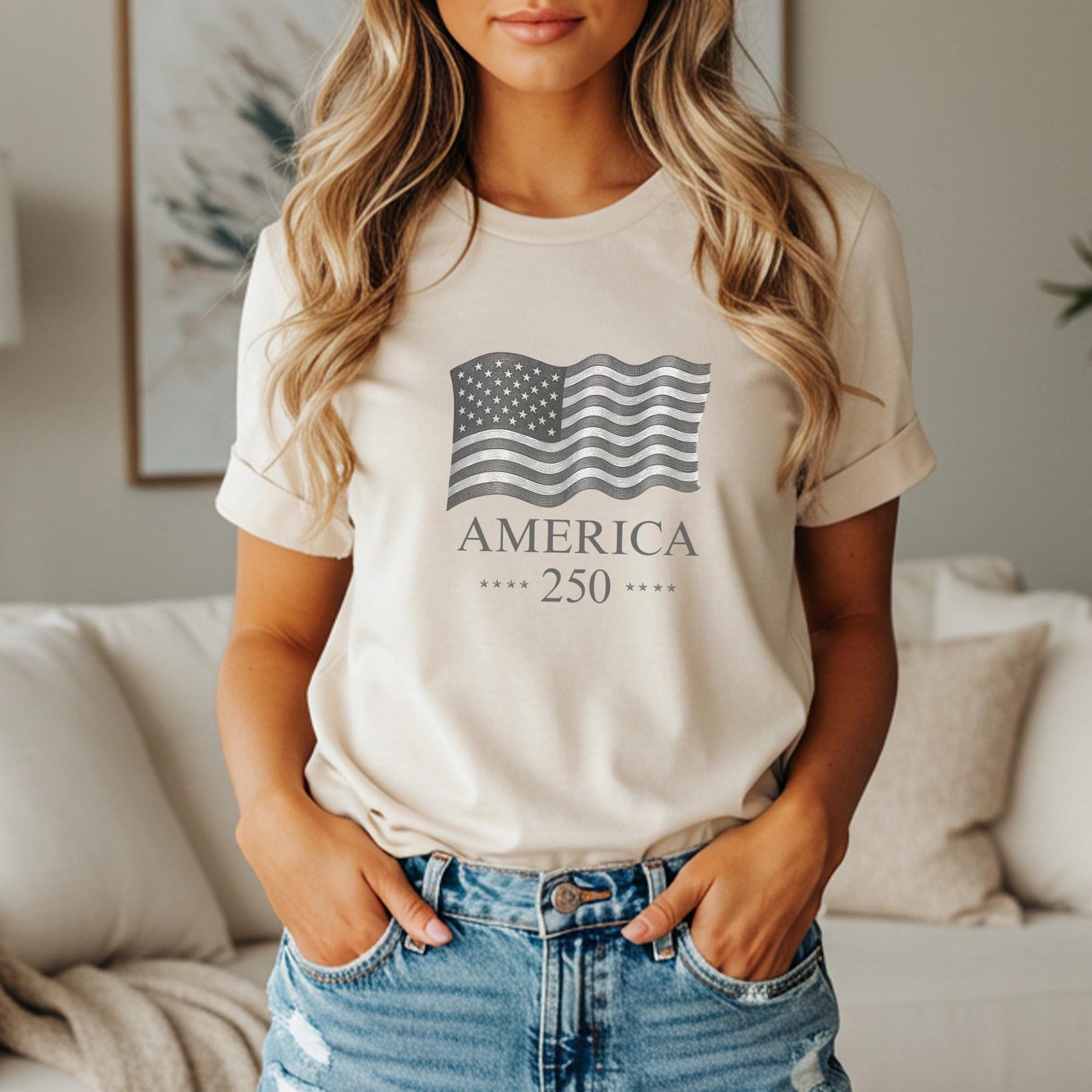 America 250th Anniversary Shirt: Patriotic American Flag July 4th Memorial Day Family Tee