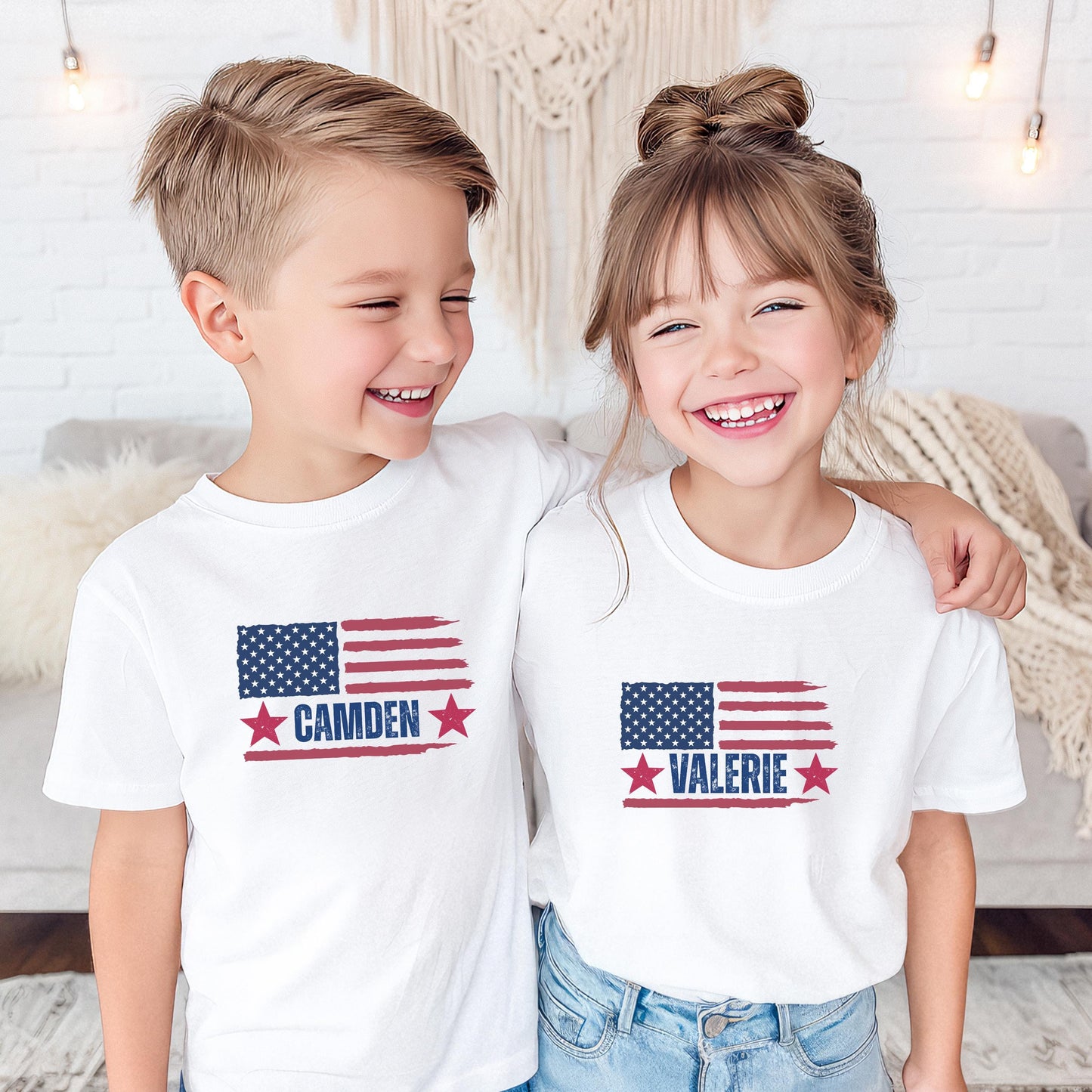 4th of July Custom Family Matching Shirts: Personalized Independence Day Celebration American Flag Tees