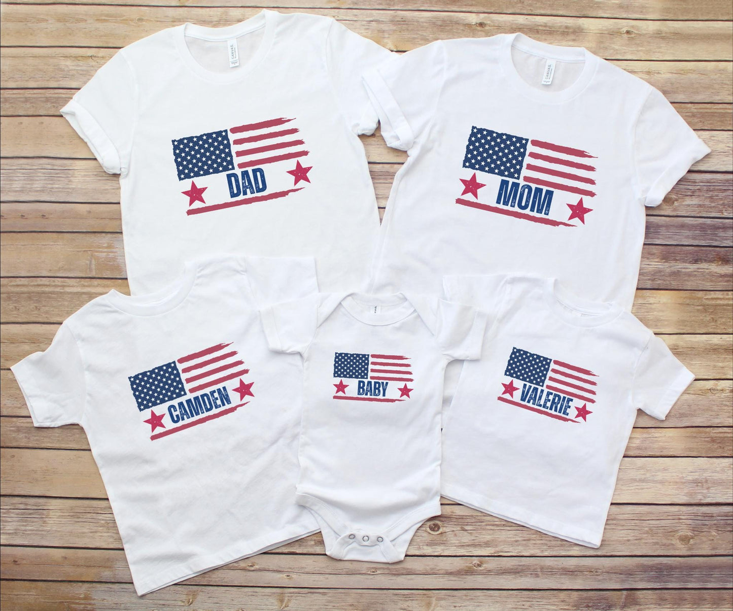 4th of July Custom Family Matching Shirts: Personalized Independence Day Celebration American Flag Tees
