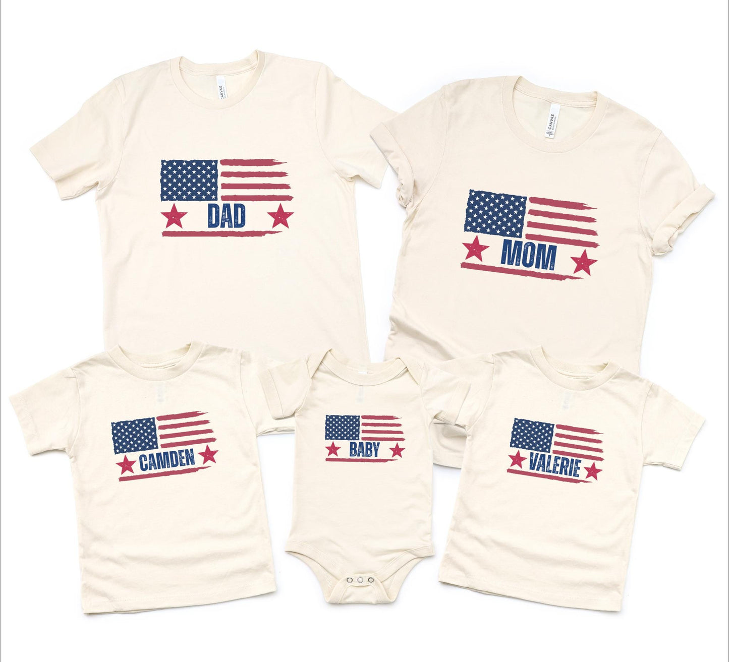 4th of July Custom Family Matching Shirts: Personalized Independence Day Celebration American Flag Tees