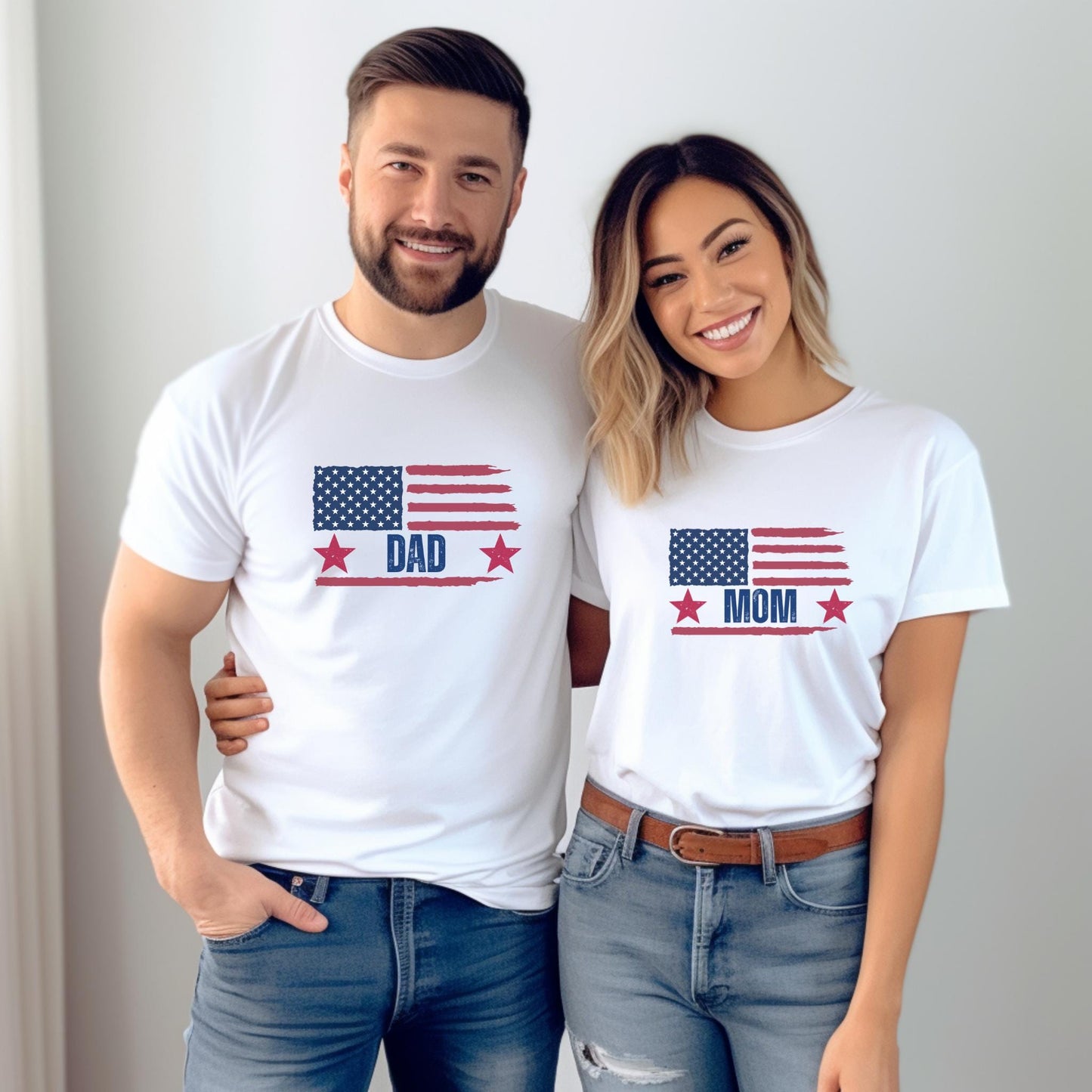 4th of July Custom Family Matching Shirts: Personalized Independence Day Celebration American Flag Tees