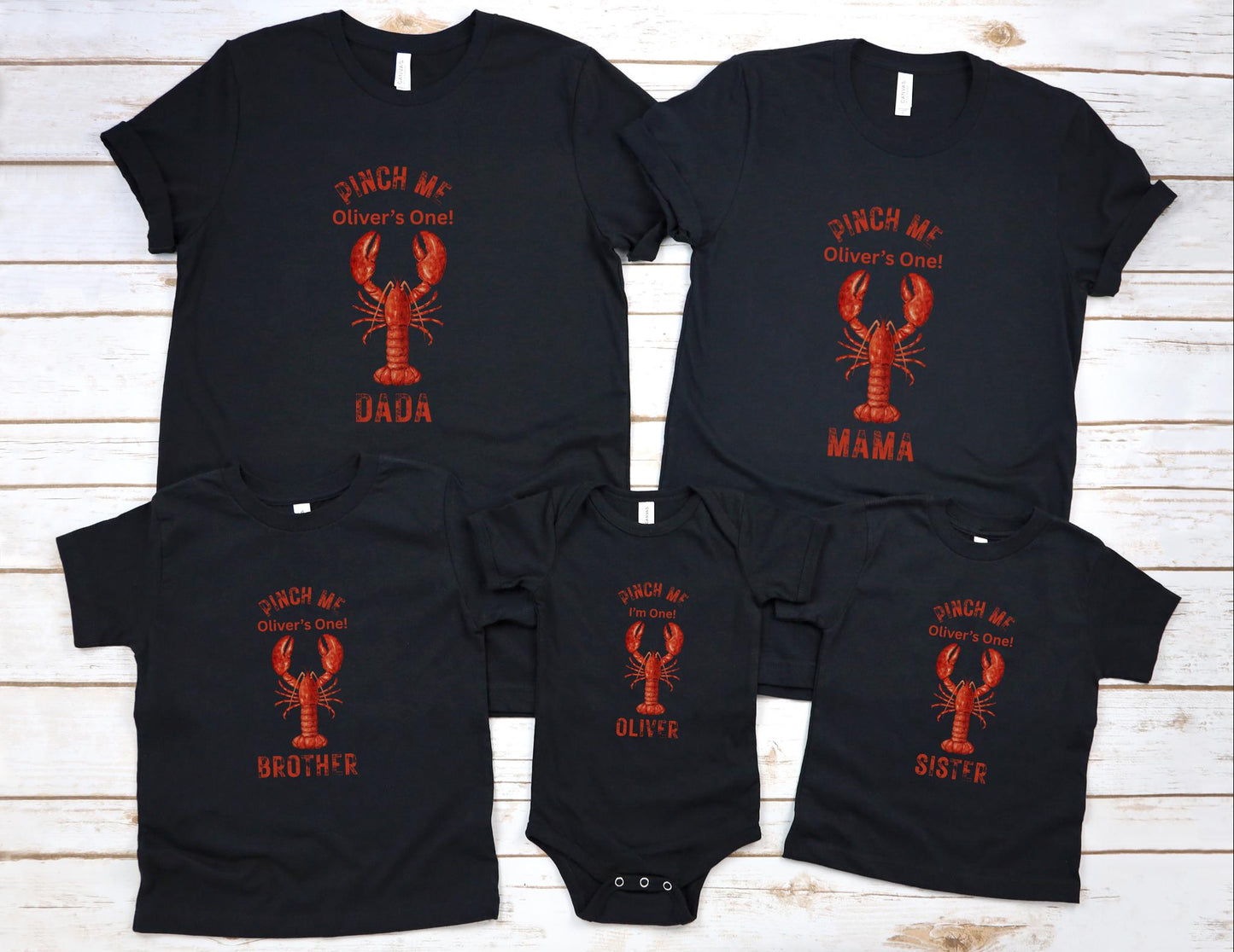 Lobster Boil First Birthday Family Matching Shirts: Pinch Me I'm One Nautical Theme 1st Birthday Party Outfit