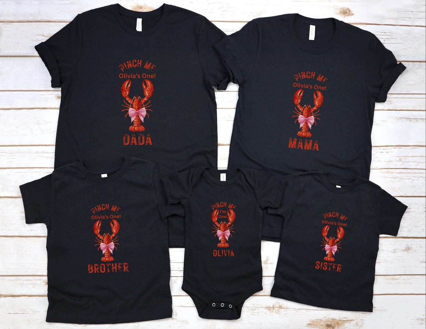Lobster Boil First Birthday Family Matching Shirts: Pinch Me I'm One Nautical Theme Girl's 1st Birthday Party Outfit