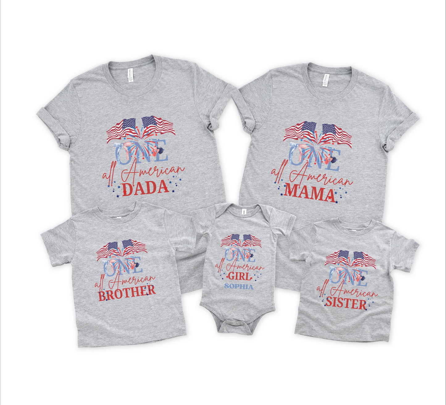 All American Girl First Birthday Family Matching Shirts: 4th of July Patriotic Birthday Party Outfit