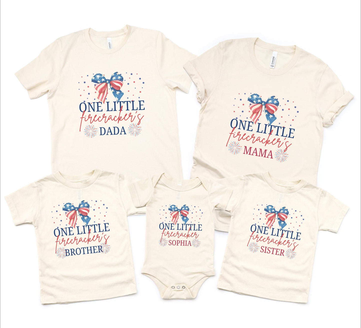 Fourth of July First Birthday Family Matching Shirts: One Little Firecracker Girl 1st Birthday Party Outfit