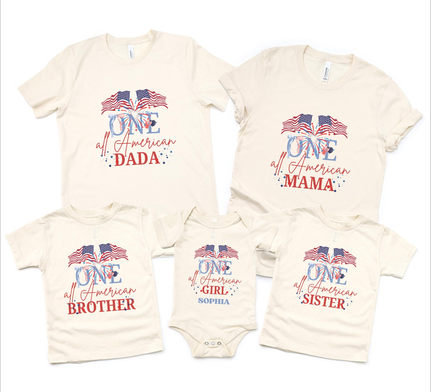 All American Girl First Birthday Family Matching Shirts: 4th of July Patriotic Birthday Party Outfit