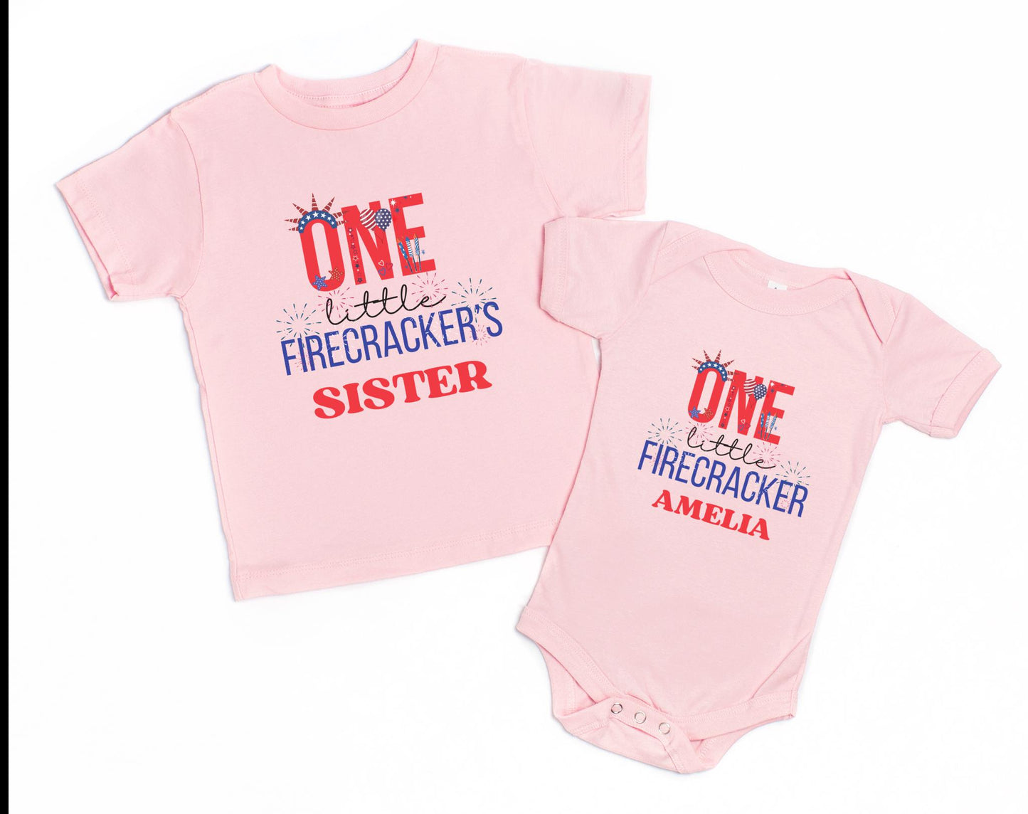 Fourth of July First Birthday Family Matching Shirts: One Little Firecracker Girl 1st Birthday Party Outfit