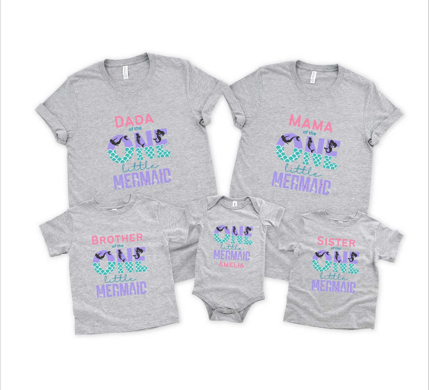 Mermaid First Birthday Family Matching Shirts: Oneder the Sea Girl's 1st Birthday Party Outfit