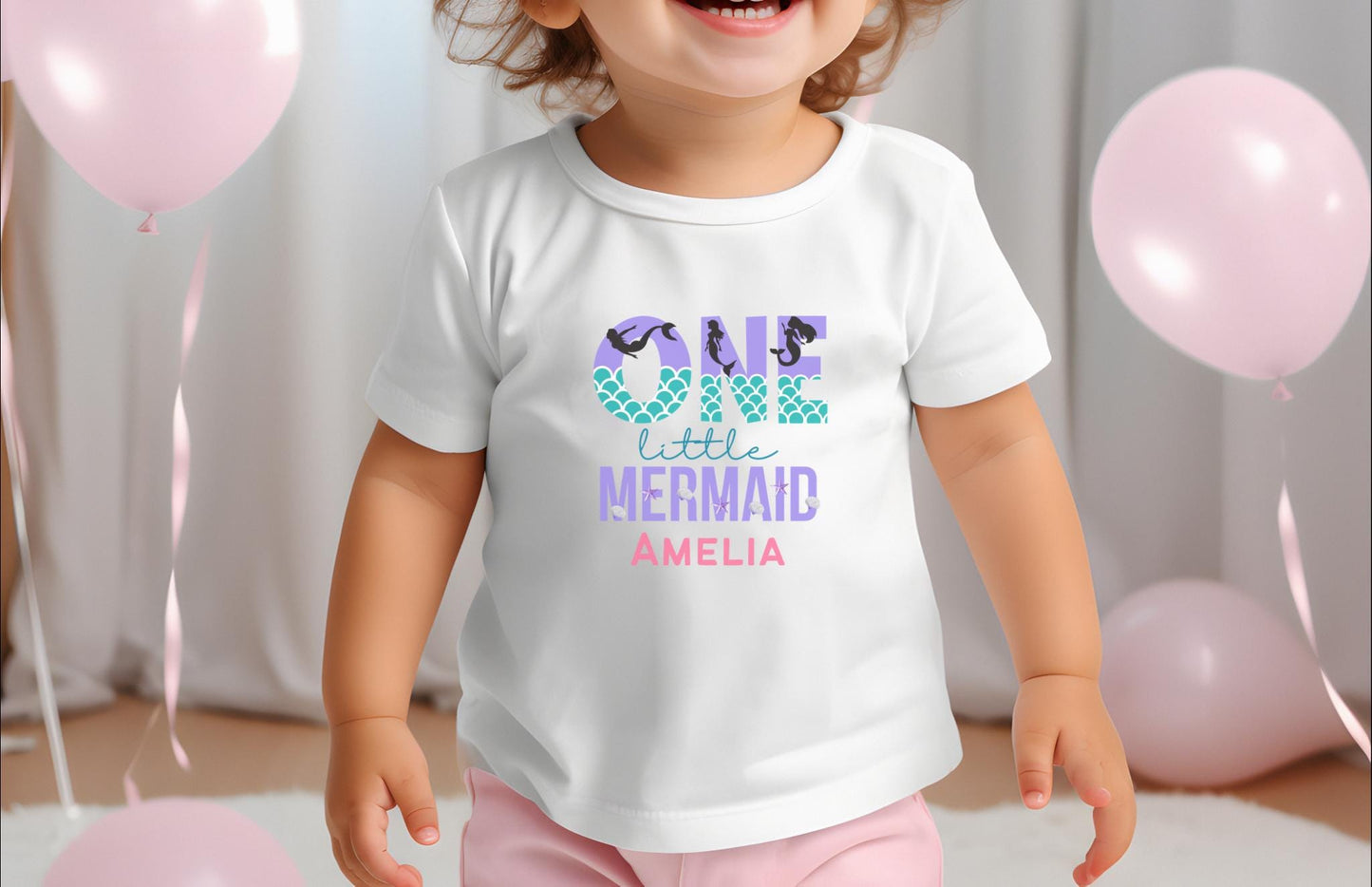 Mermaid First Birthday Family Matching Shirts: Oneder the Sea Girl's 1st Birthday Party Outfit