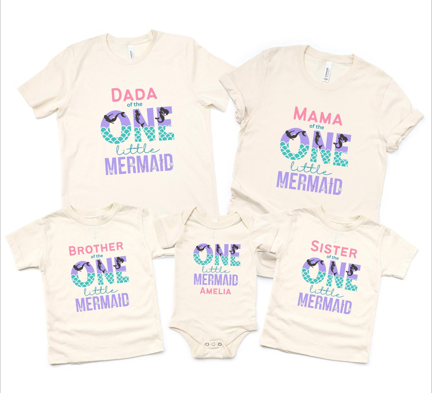 Mermaid First Birthday Family Matching Shirts: Oneder the Sea Girl's 1st Birthday Party Outfit
