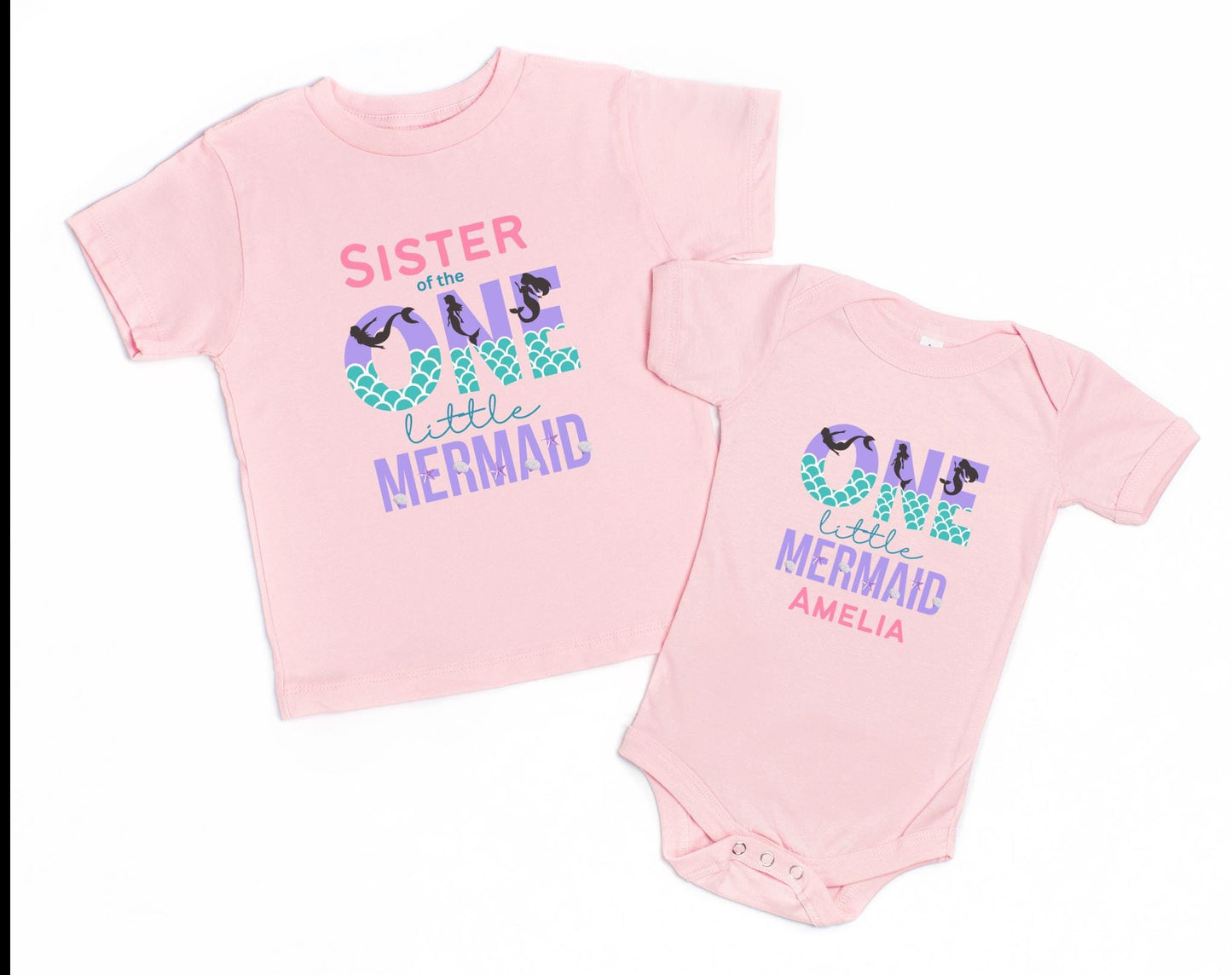 Mermaid First Birthday Family Matching Shirts: Oneder the Sea Girl's 1st Birthday Party Outfit